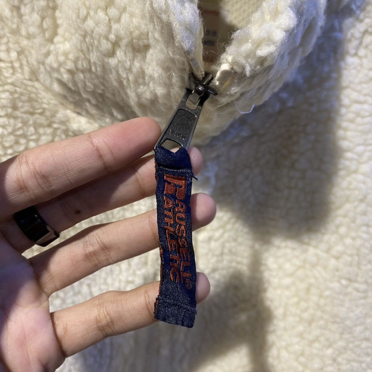 Russell Athletic × Vintage Vintage 90s Russell Athletic Fleece Jacket Spell Out Size US M / EU 48-50 / 2 - 10 Thumbnail