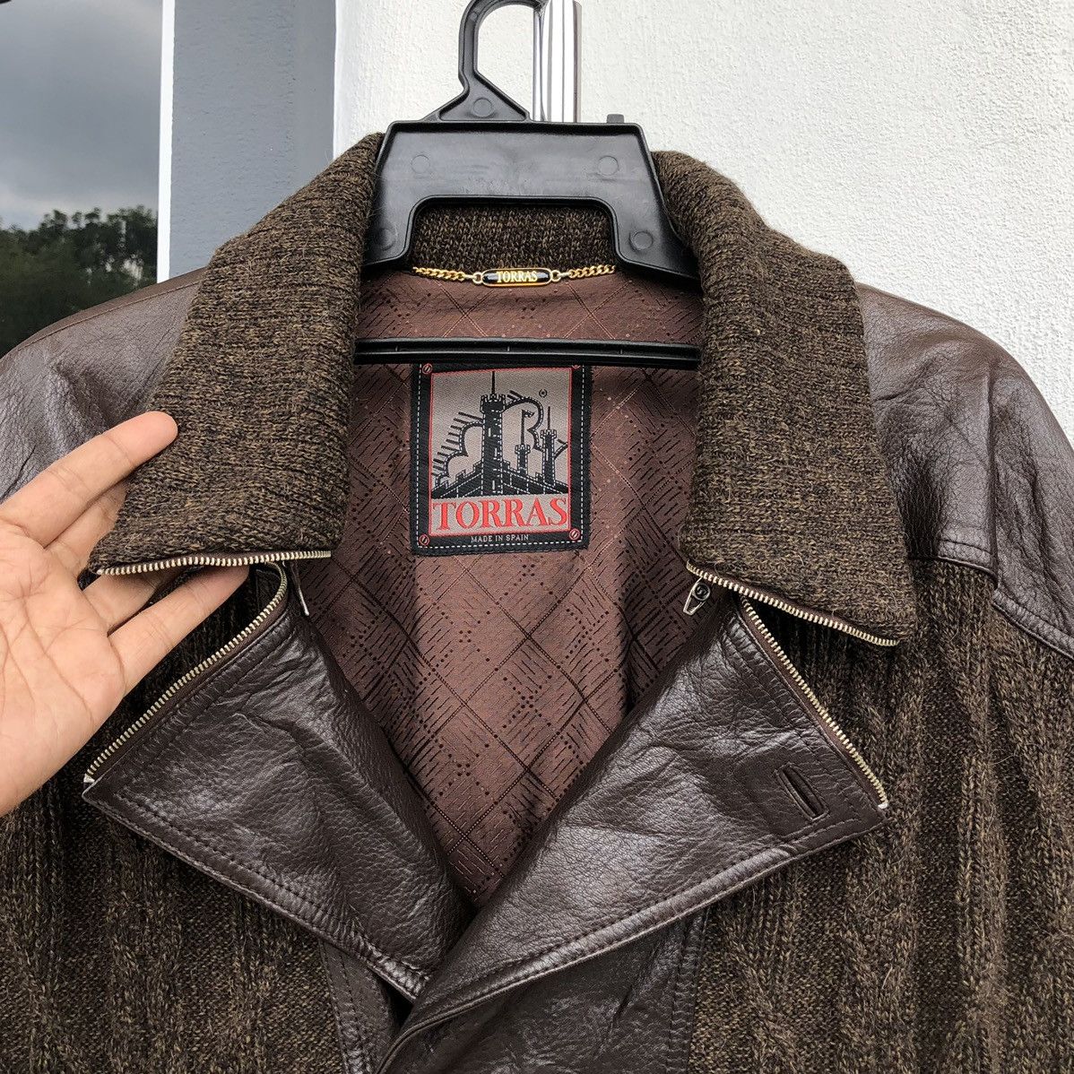 Torras Vintage TORRAS Knitted Mix Leather Paneling Parka Jacket Size US L / EU 52-54 / 3 - 13 Thumbnail