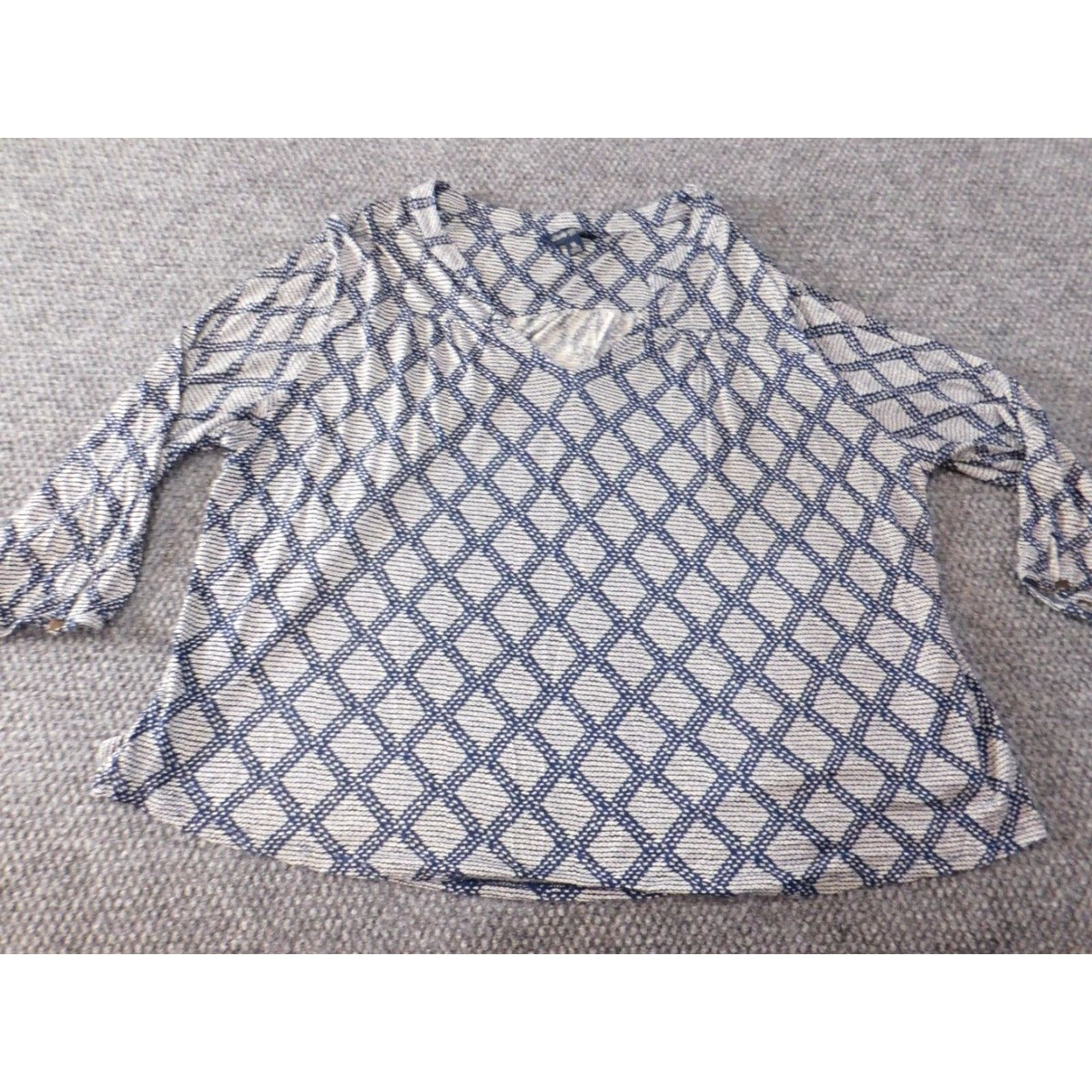 Lucky Brand Lucky Brand Blouse Shirt Womens XL Blue Plaid V-Neck Pullover Casual Long Sleeve Cotton Rayon Geometric Stretch Regular Vintage: No Size XL / US 12-14 / IT 48-50 - 2 Thumbnail
