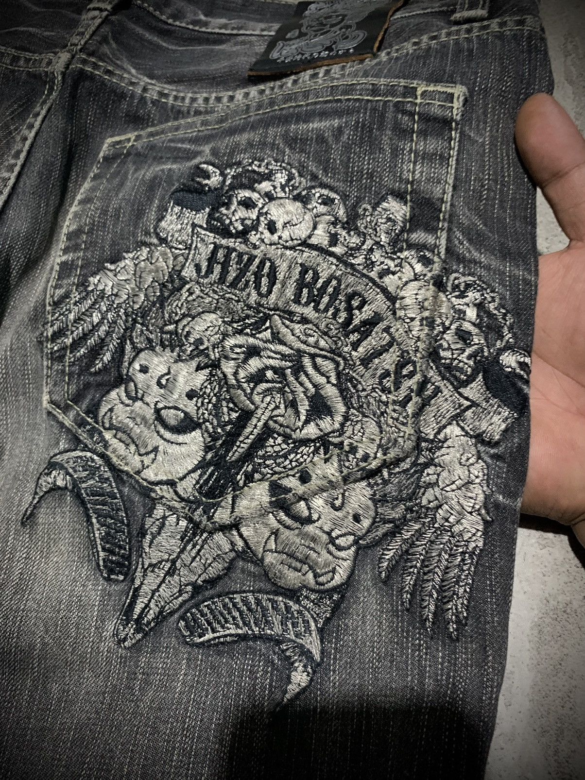 Japanese Brand Jizo bosatsu the master of hell embroidery y2k jeans Size US 31 - 3 Thumbnail