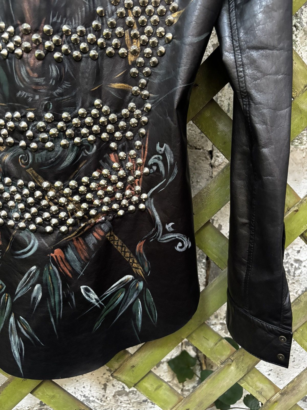 Balmain Balmain SS10 Hand Painted Studded Leather Shirt Size US S / EU 44-46 / 1 - 6 Thumbnail