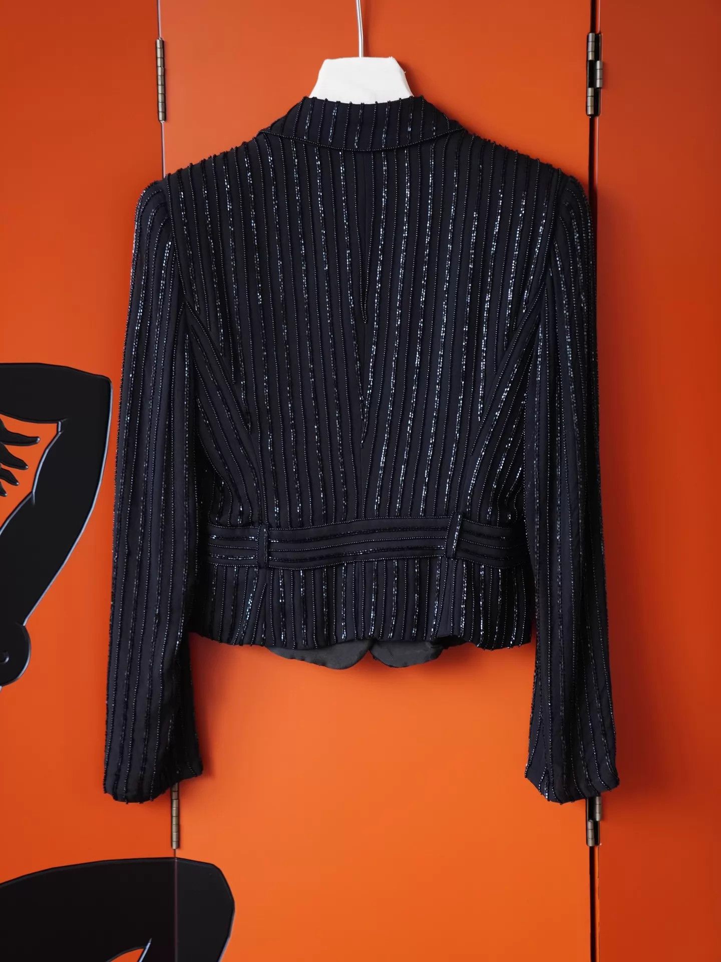 Armani Giorgio Armani Black Silk Beaded Jacket Italian 6 Mint Size M / US 6-8 / IT 42-44 - 3 Thumbnail