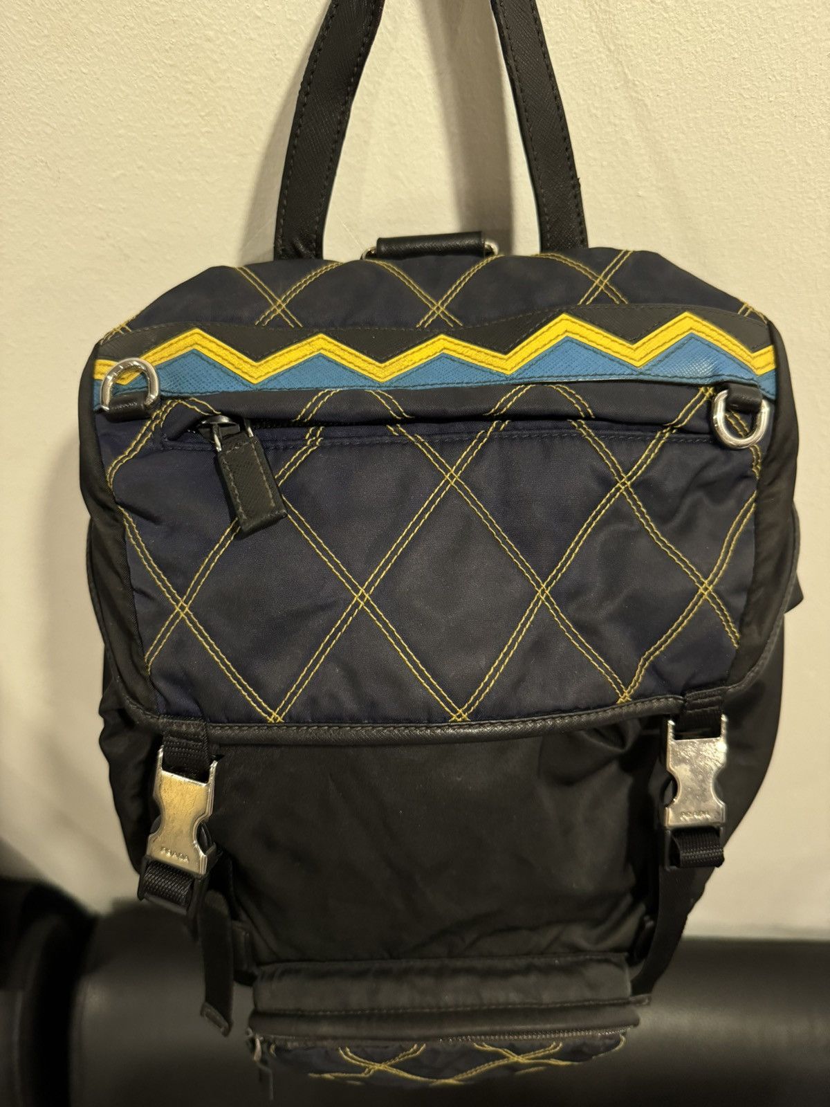 Prada PRADATessuto Nylon Impunturato DoubleBuckle Backpack Baltico Size ONE SIZE - 8 Thumbnail
