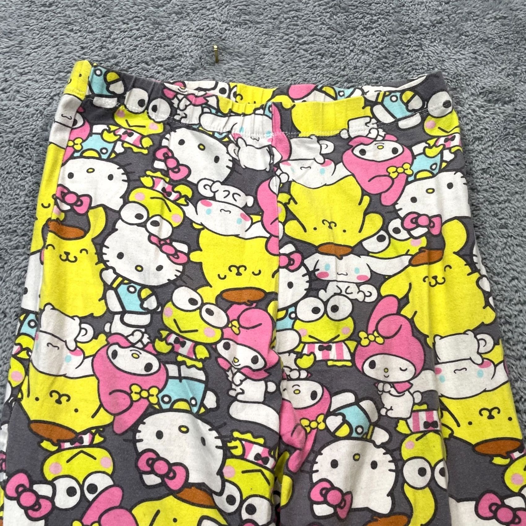 Vintage Hello Kitty Pants Womens 26 Yellow Sanrio Graphic Flared Bell Leg Stretch Anime Size 26" / US 2 / IT 38 - 4 Thumbnail