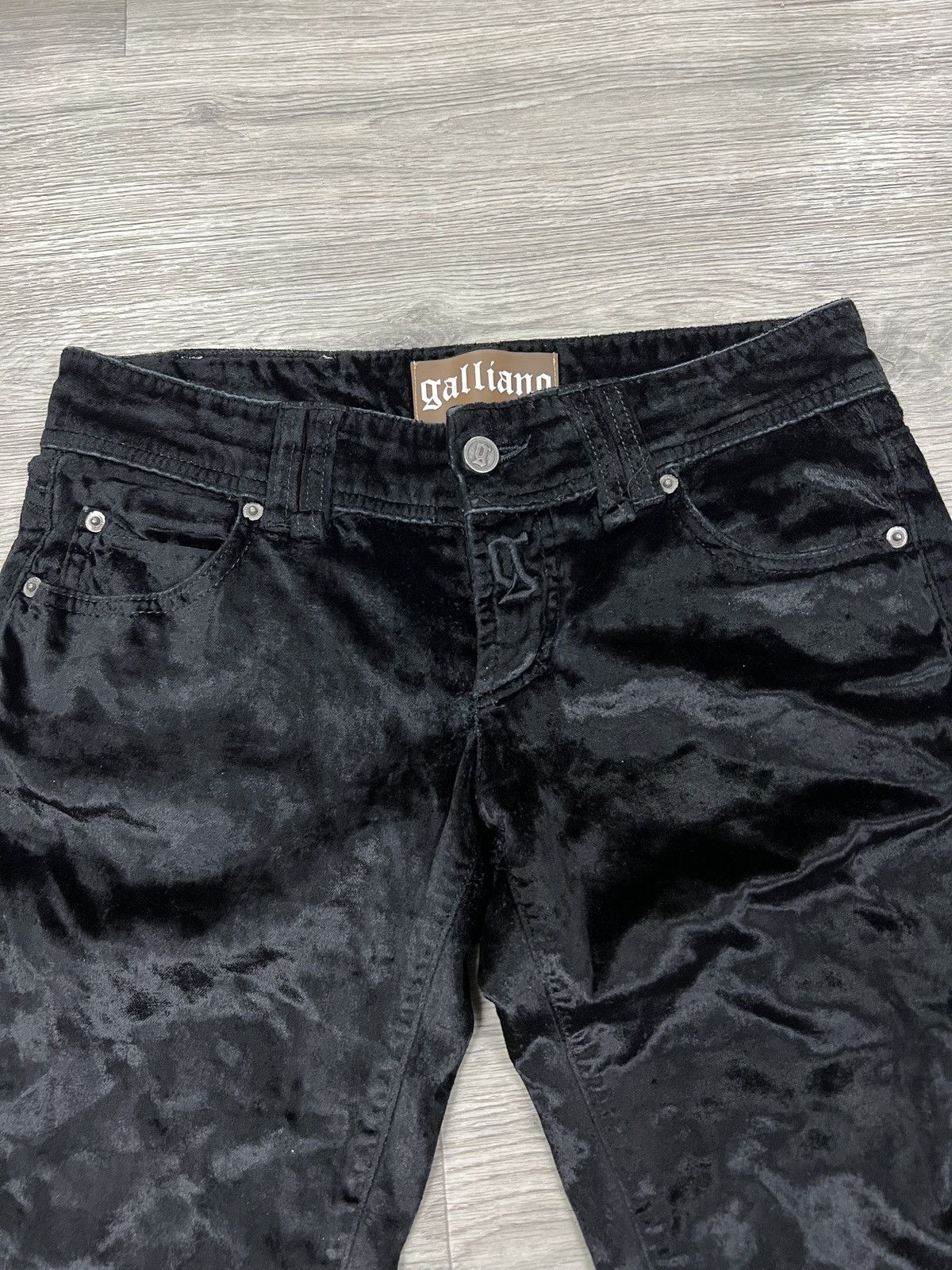 John Galliano John Galliano Women's Black Velvet Velour Skinny Jeans it 42 Size 28" / US 6 / IT 42 - 5 Thumbnail