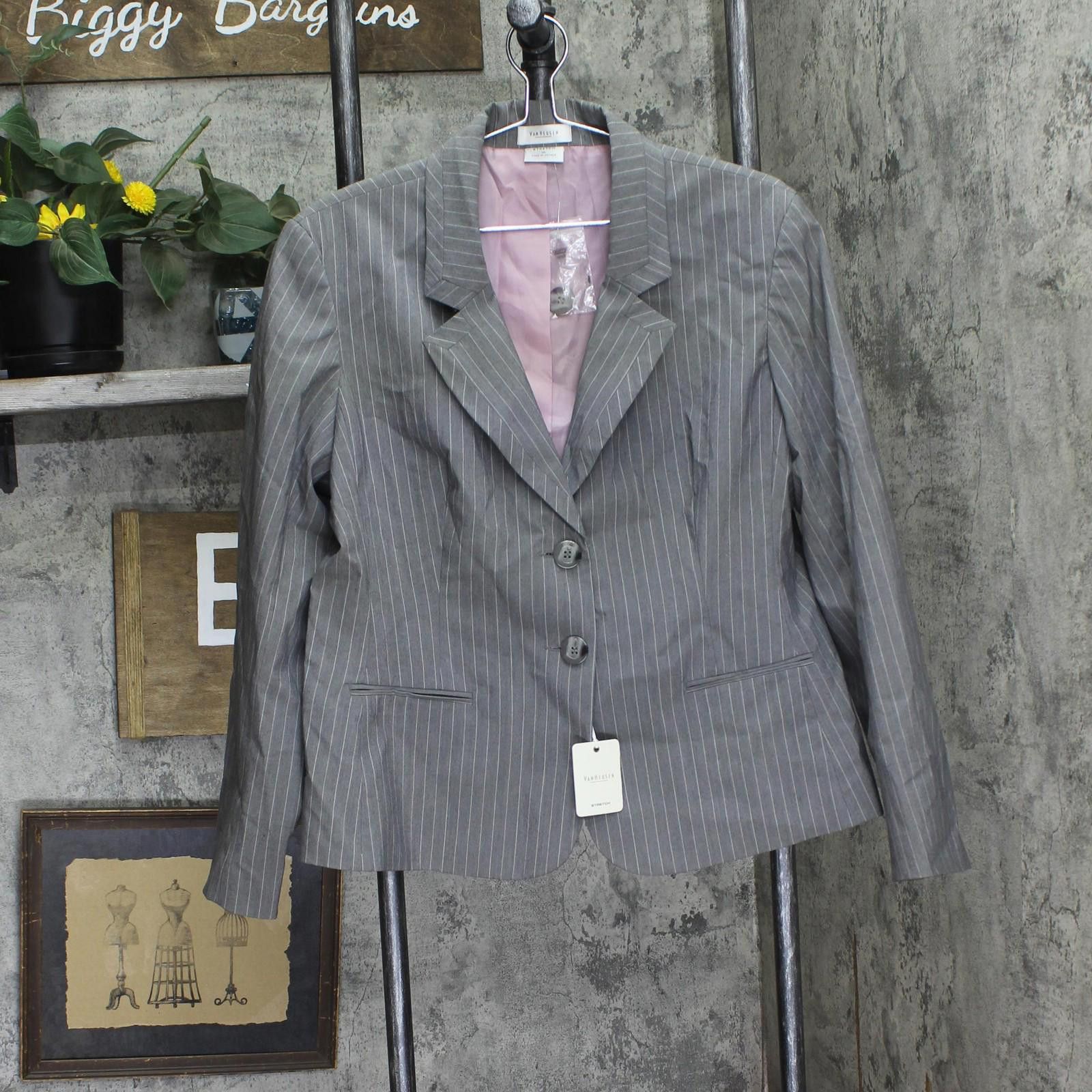 Van Heusen Nwt Van Heusen Pinstripe Blazer Jacket Gray / Purple Xl Size XL / US 12-14 / IT 48-50 - 1 Thumbnail