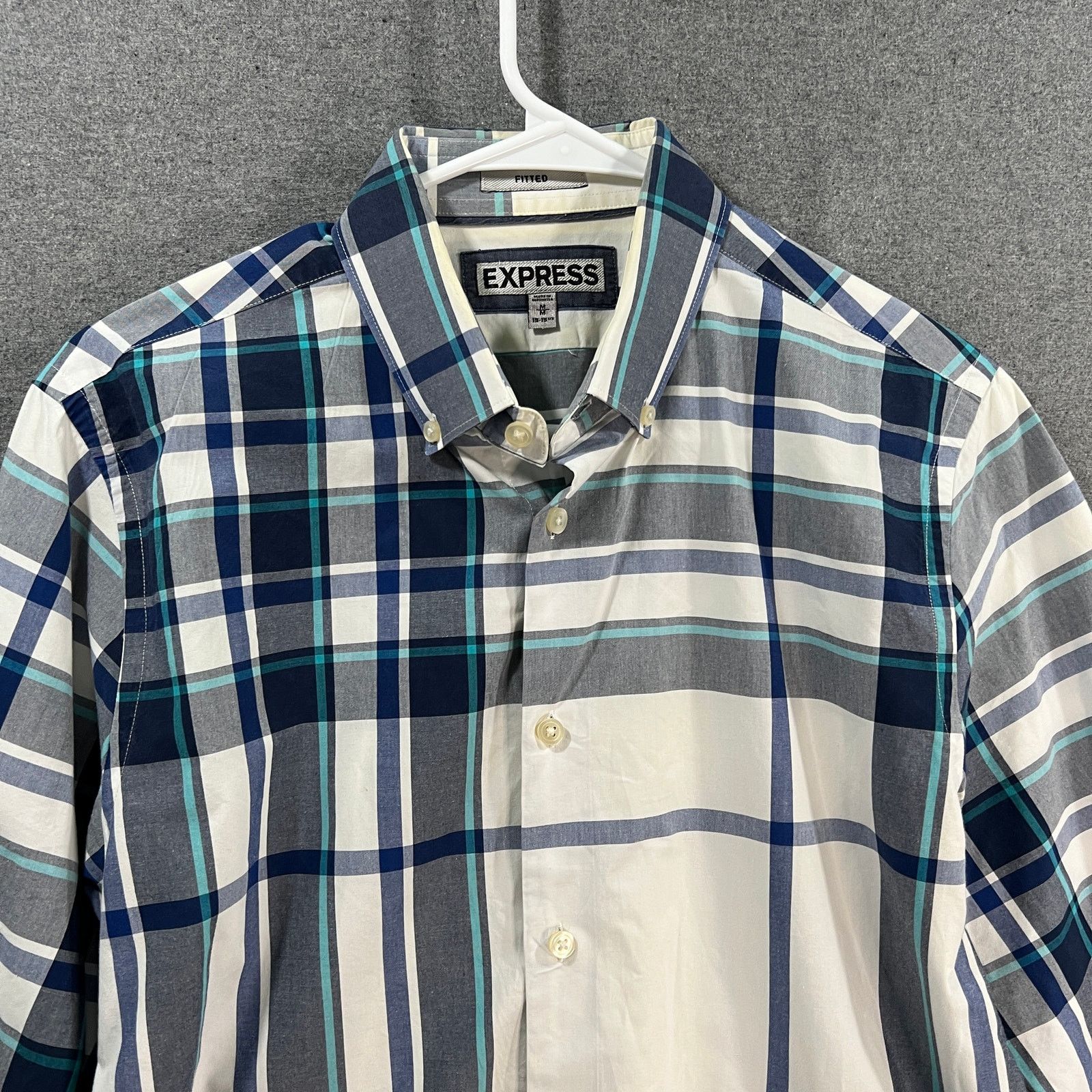 Express Express Men's Long-sleeve Button-up Shirt Blue Size Medium Size US M / EU 48-50 / 2 - 5 Thumbnail