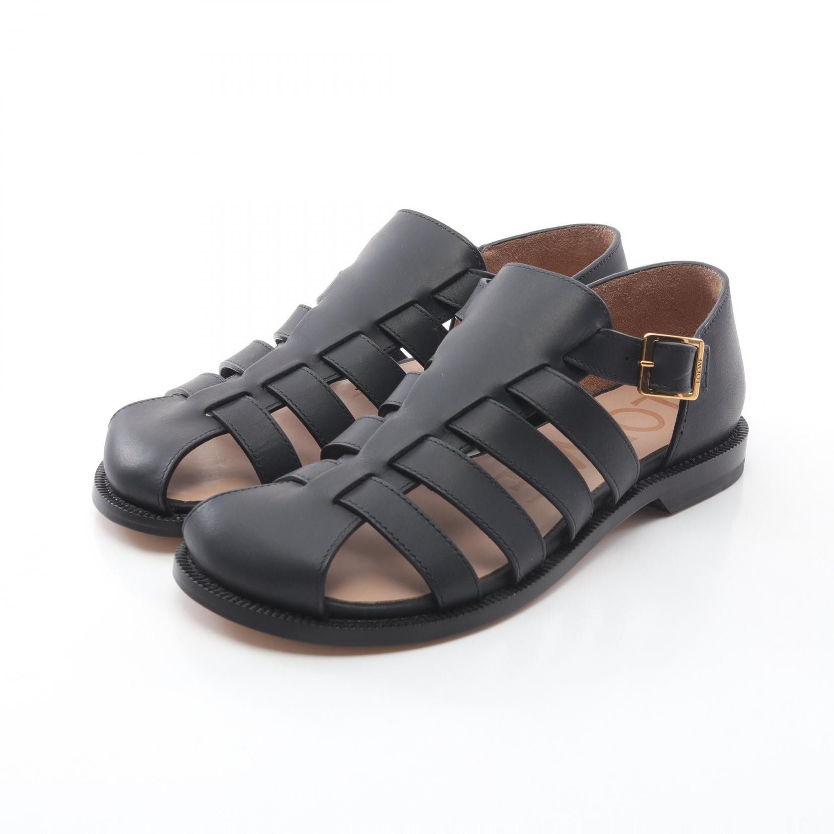 Loewe Loewe Campo Leather Sandals Leather Shoes L814465X77110038 in Black, Women's