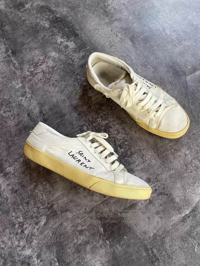 Saint Laurent Paris Saint Laurent Paris Embroidered Inscription Faded Destroye Size US 8 / EU 41 - 2 Thumbnail