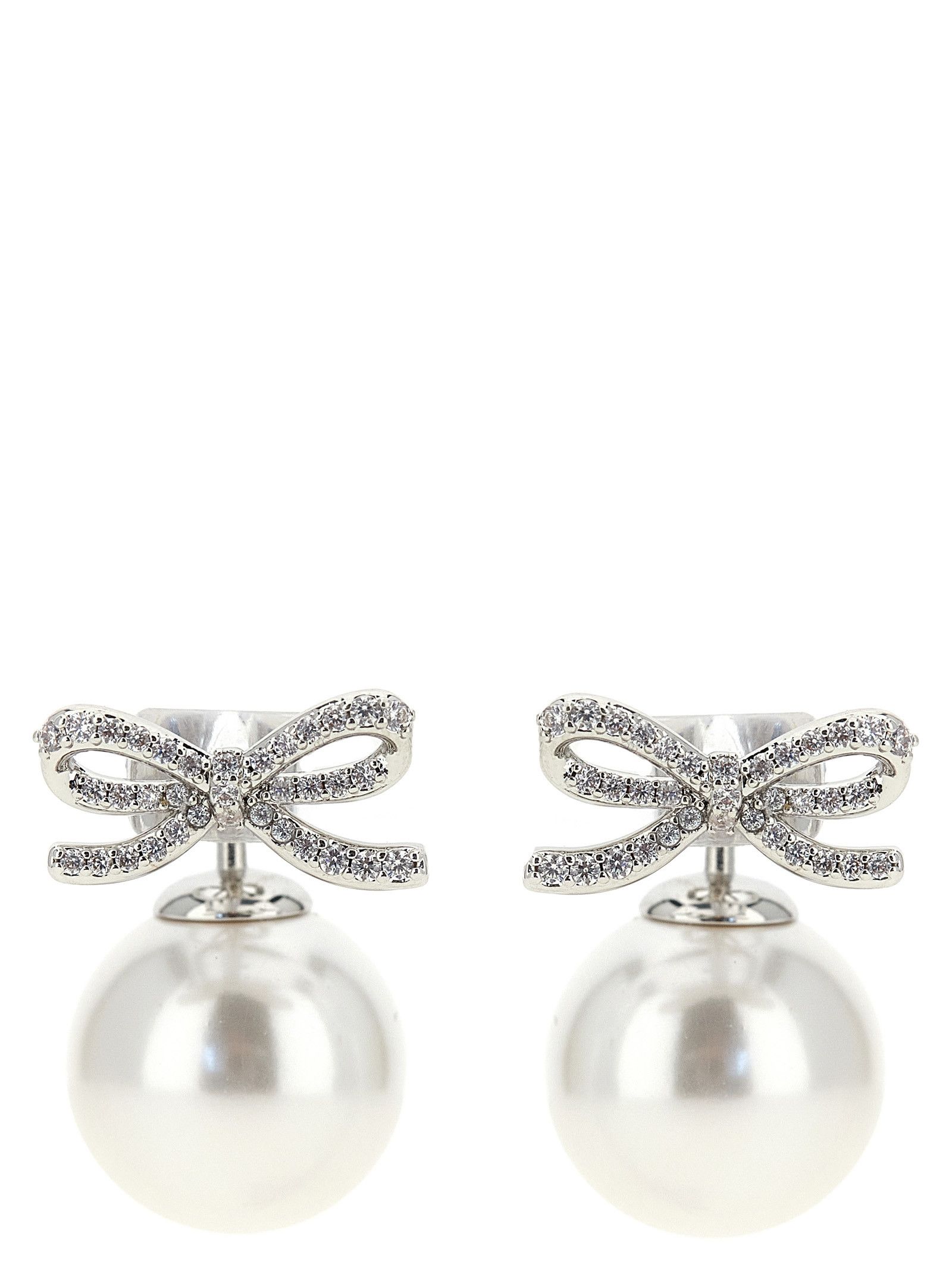 Self-Portrait 'Crystal Bow Pearl Back' earrings Size ONE SIZE - 1 Thumbnail