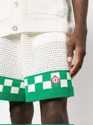 Casablanca Straight-Leg Logo-Appliquéd Checked Crochet Shorts Size US 30 / EU 46 - 2 Thumbnail