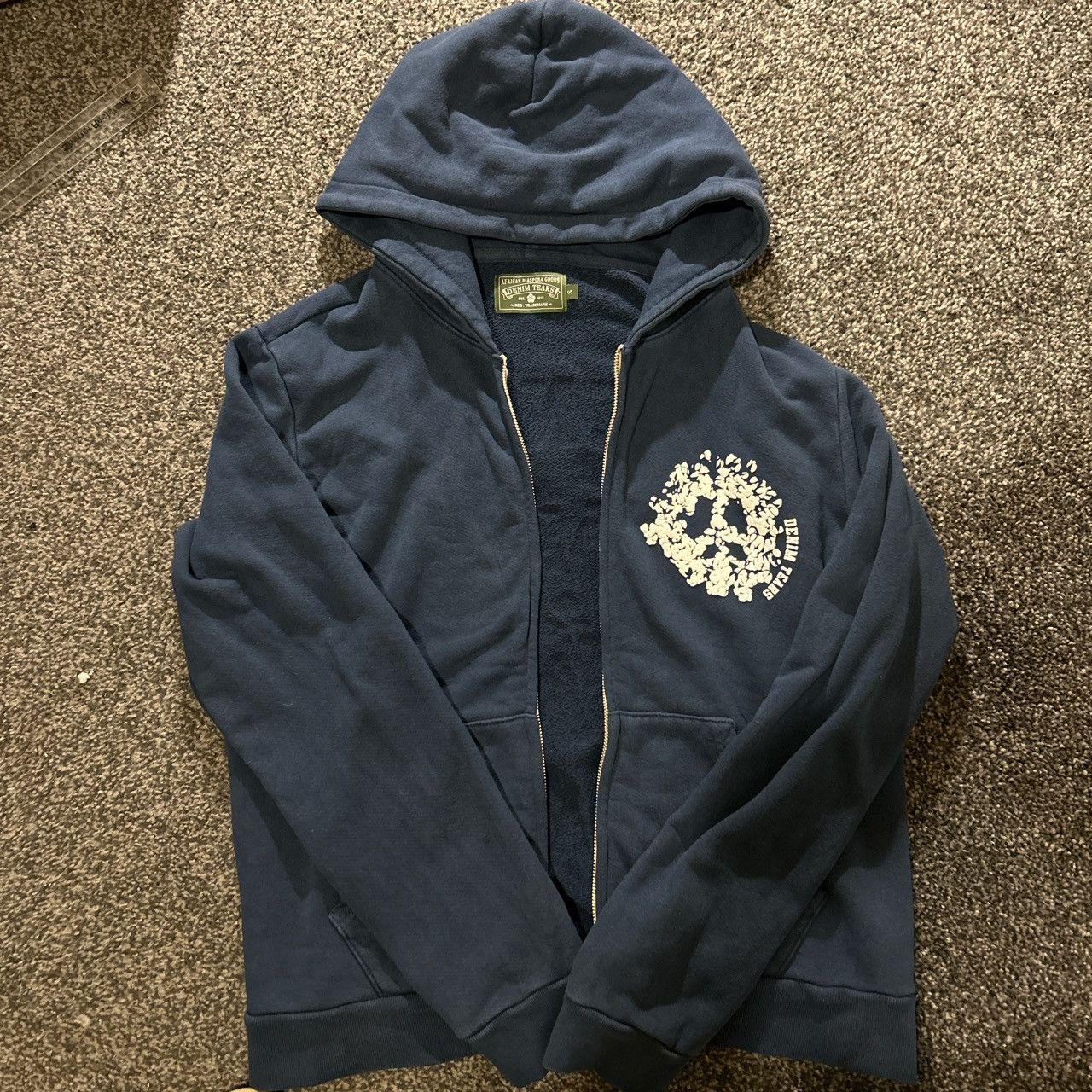 image of Denim Tears ‘Denim University’ Hoodie in Navy, Men's (Size Small)