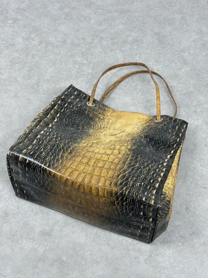 Roberto Cavalli Roberto Cavalli Black Leather Crocodile Embossed Tote Bag Size ONE SIZE - 9 Thumbnail
