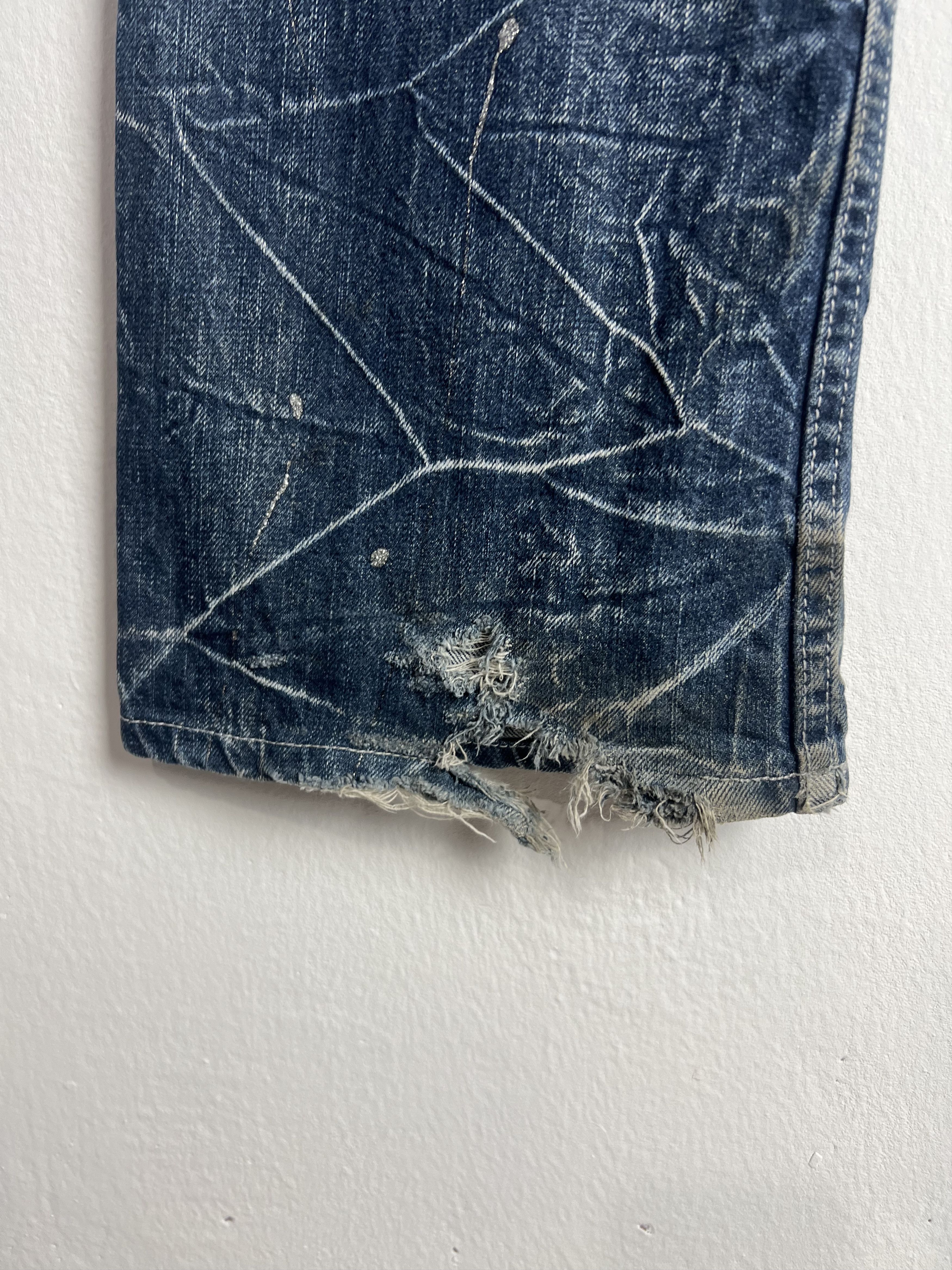 Japanese Brand Nylaus Distressed Denim Paint Splatter Wing Prints Size US 33 - 15 Thumbnail