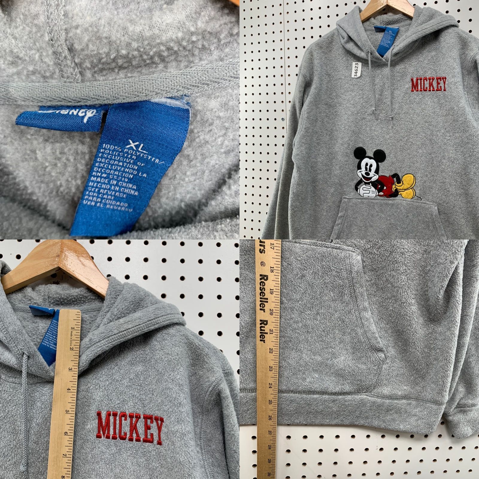 Disney Vintage Disney Mickey Mouse Hoodie Mens XL Gray Fleece Pullover 24x26.5 Size US XL / EU 56 / 4 - 8 Thumbnail