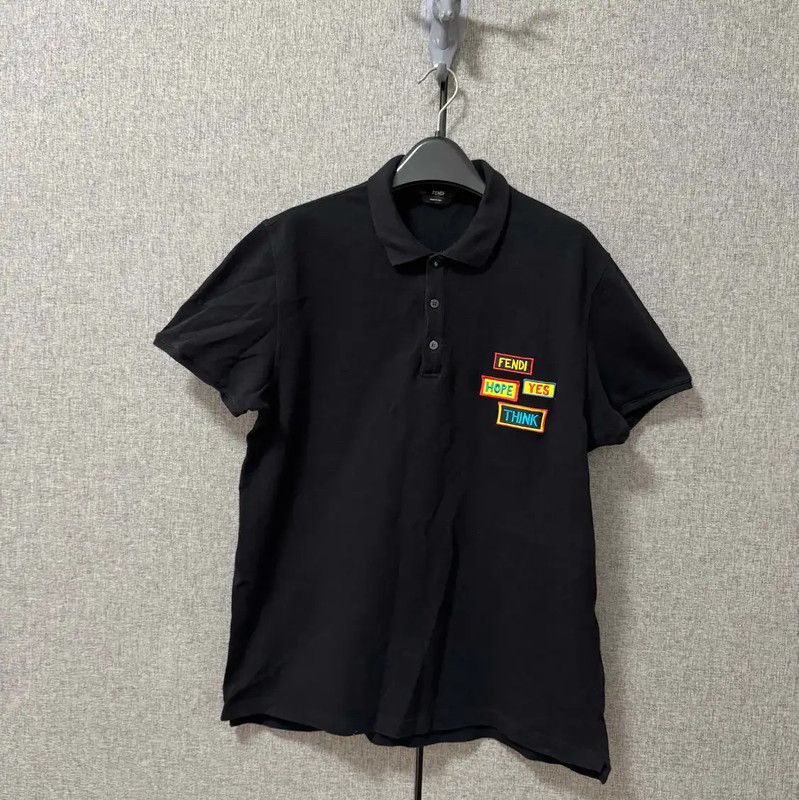 Fendi Fendi Black Cotton Logo Polo for Men 0089 Size US XL / EU 56 / 4 - 1 Thumbnail