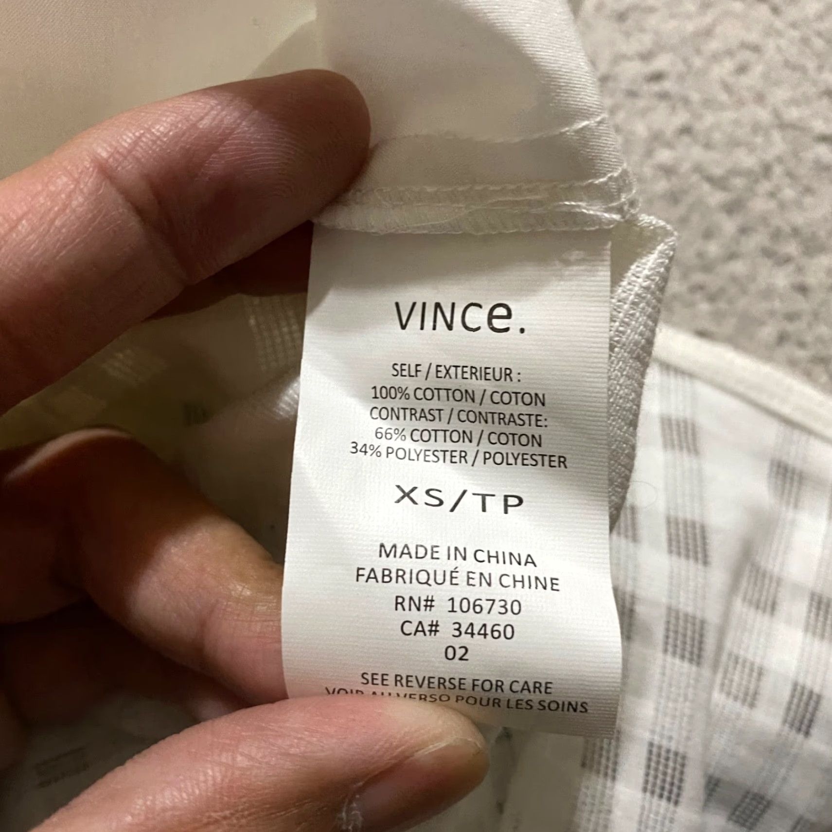 Vince Vince Womens XS Shirt Blouse White Long Sleeve Pullover Cotton Size XS / US 0-2 / IT 36-38 - 6 Thumbnail
