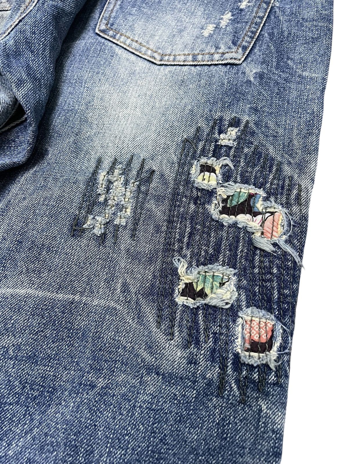 5351 POUR LES HOMMES × Hysteric Glamour Boro Heavy Stitched Japanese Brand Distressed Jeans Size US 30 / EU 46 - 18 Thumbnail