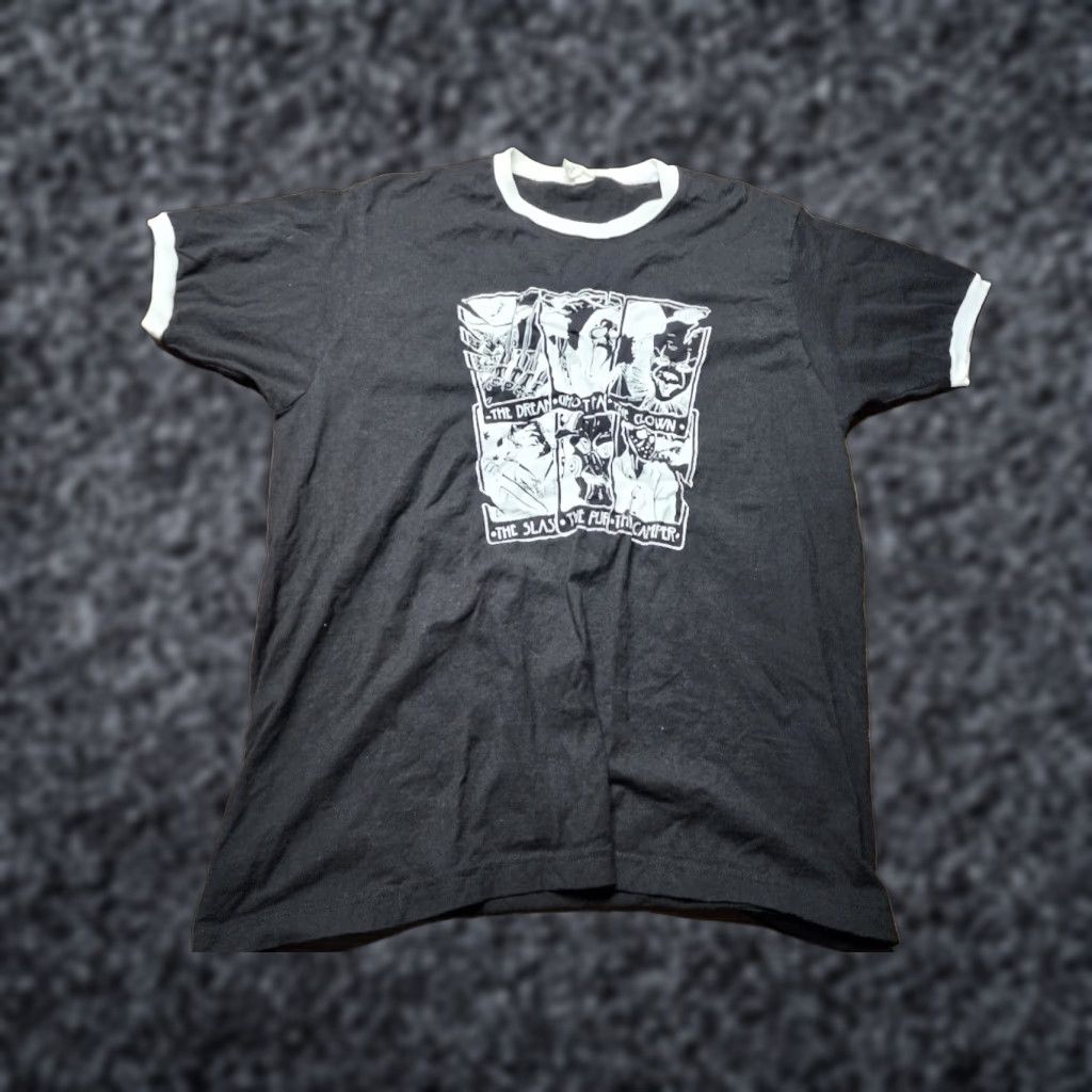 Vintage VINTAGE Mens L Black Graphic Ringer T Shirt Horror Movies Anime Comics 90s Size US L / EU 52-54 / 3 - 1 Thumbnail