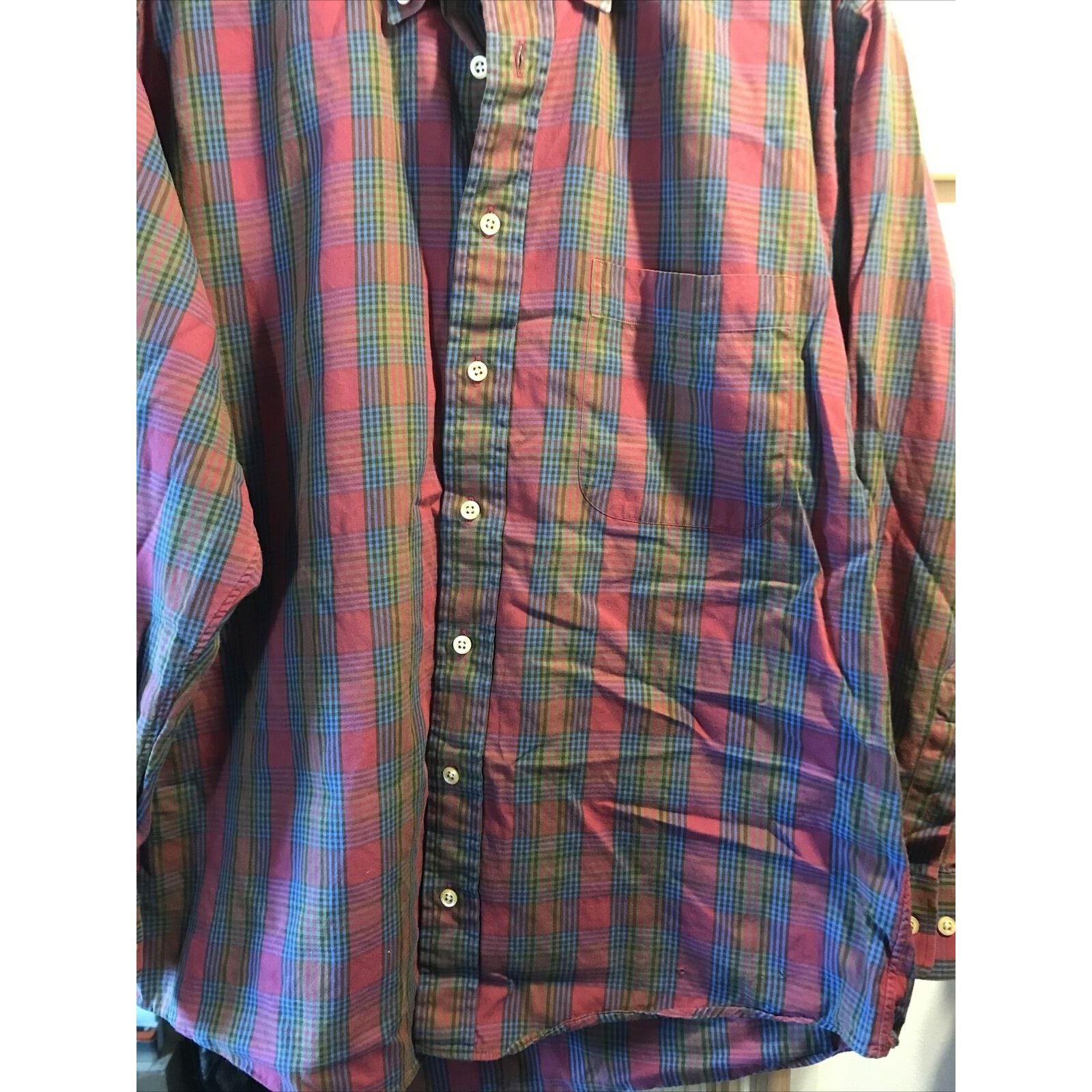 Burberry Burberry London Men’s M Red Plaid Long Sleeve Cotton Shirt Size US M / EU 48-50 / 2 - 8 Thumbnail