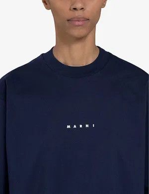 Marni o1w1db10125 Organic Cotton T-Shirt in Dark Blue Size XL / US 12-14 / IT 48-50 - 5 Thumbnail