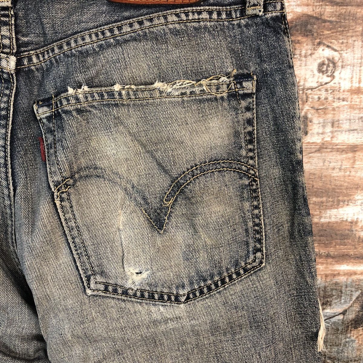 Levi's 503 Levis Blue ripped distressed Denim jeans #A2615 Size US 30 / EU 46 - 19 Thumbnail