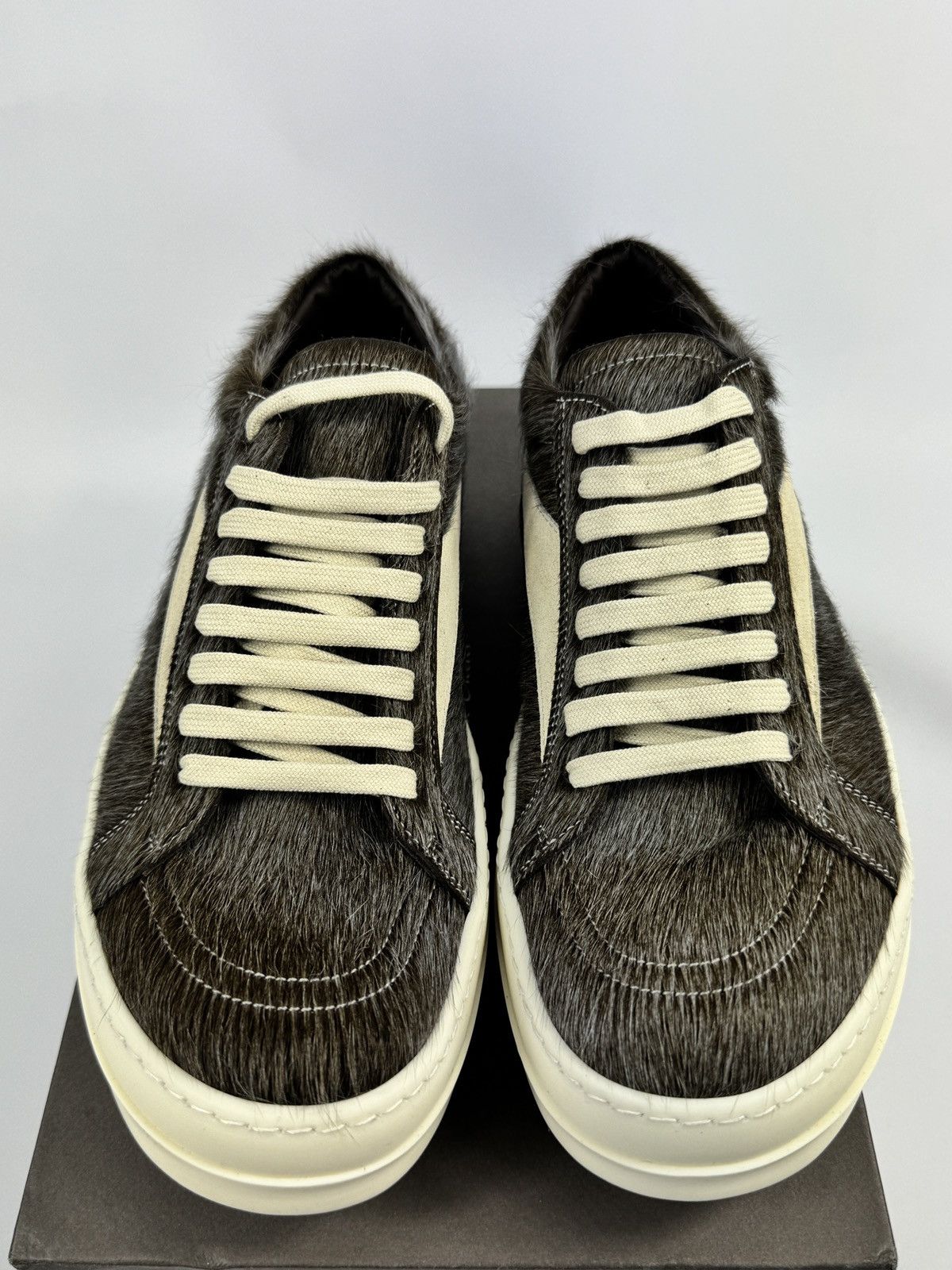 Rick Owens VINTAGE SUEDE TRIMMED CALF HAIR SNEAKERS Size US 10 / EU 43 - 3 Thumbnail
