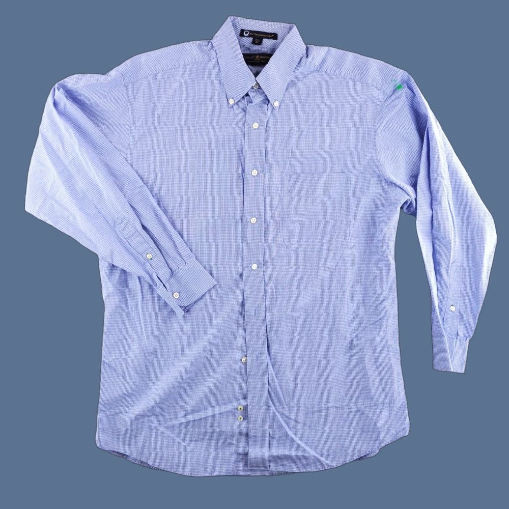 Tommy Hilfiger Tommy Hilfiger Traveler Lifetime Dress Shirt Sz 15.5 33 Blue Striped Oxford Shirt Mens Size 42R - 1 Thumbnail