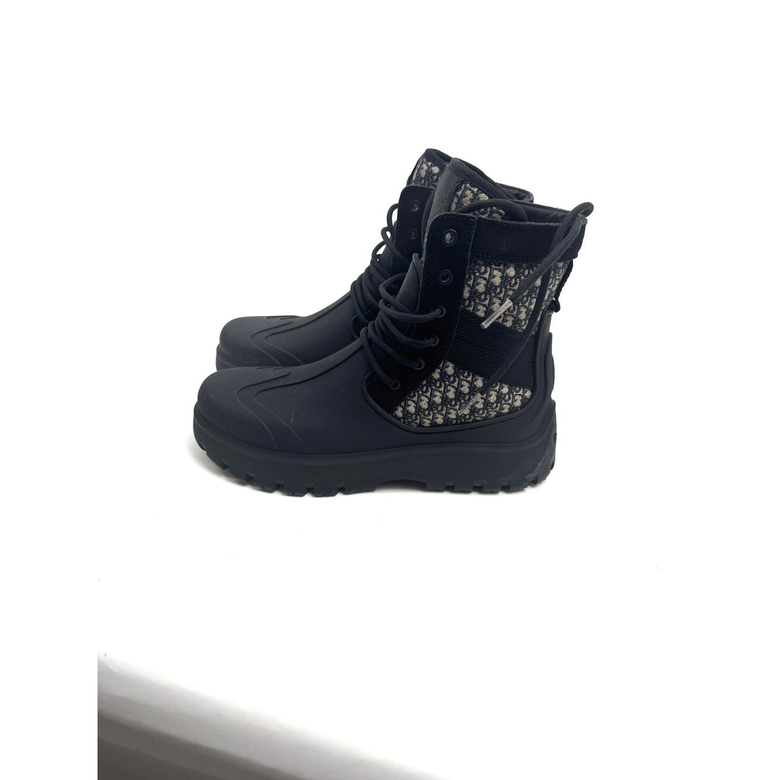 Dior Dior Garden Oblique Black/Beige Lace Up Combat Boots Size 41 Size US 8 / EU 41 - 16 Thumbnail