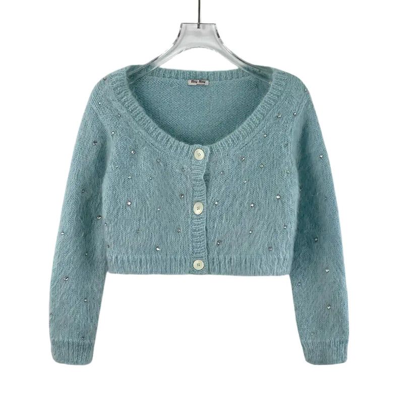 Miu Miu Miu Miu Light Blue Mohair Cardigan for Women 0089 Size M / US 6-8 / IT 42-44 - 1 Thumbnail