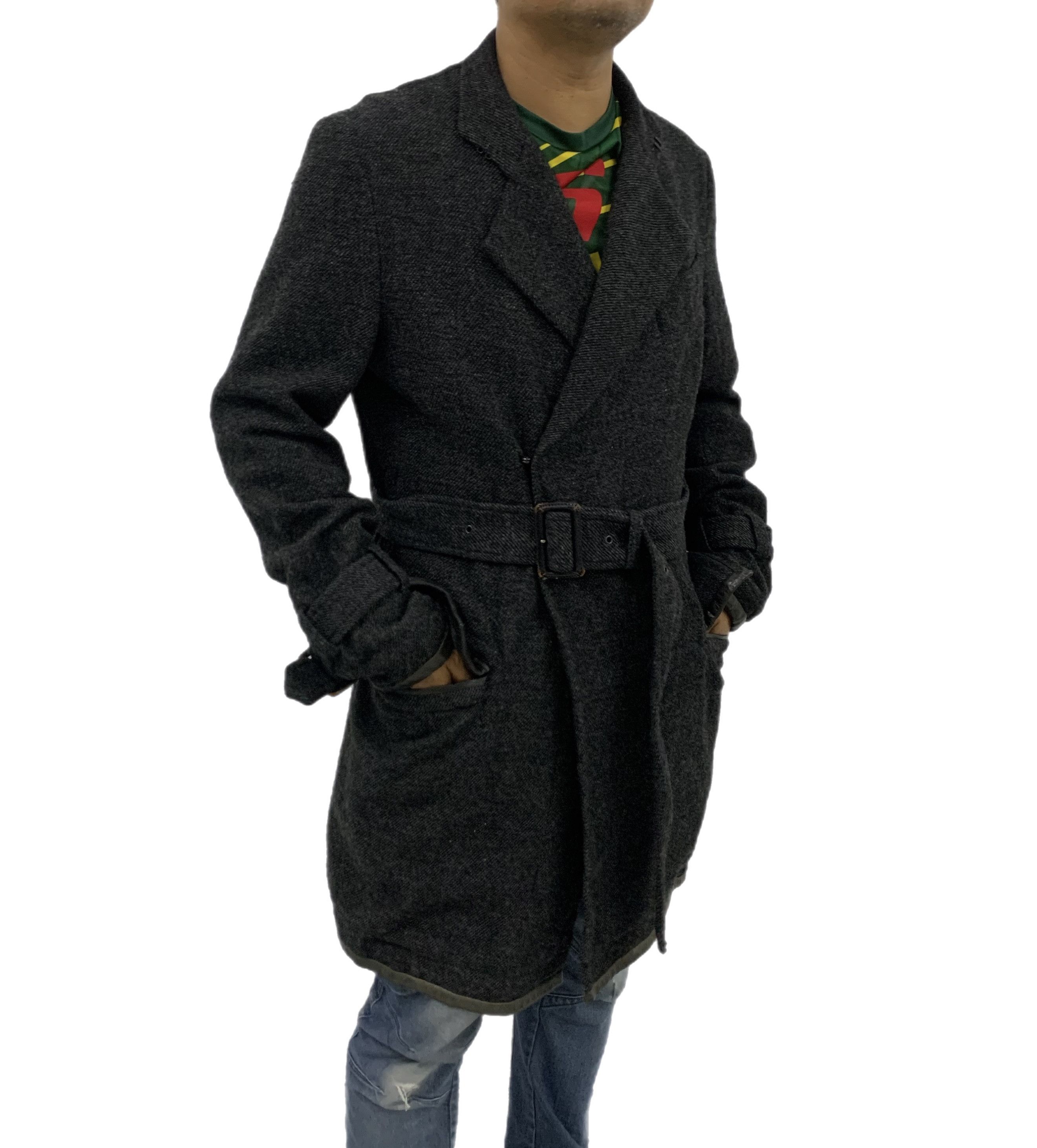 Yohji Yamamoto Vintage Y's by Yohji Yamamoto Gabardine Belted Wool Coat Size US M / EU 48-50 / 2 - 2 Thumbnail