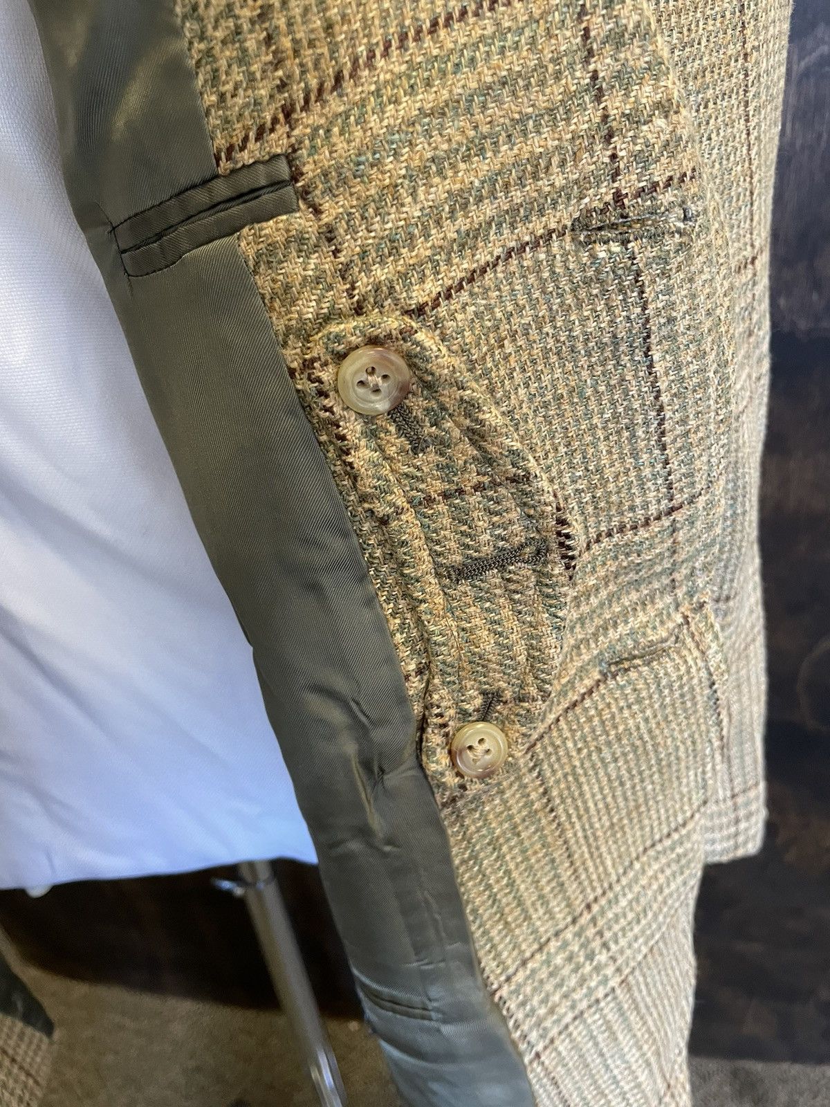 Polo Ralph Lauren × Vintage Ticket Pocket Check Print Hacking Jacket Size 46R - 3 Thumbnail