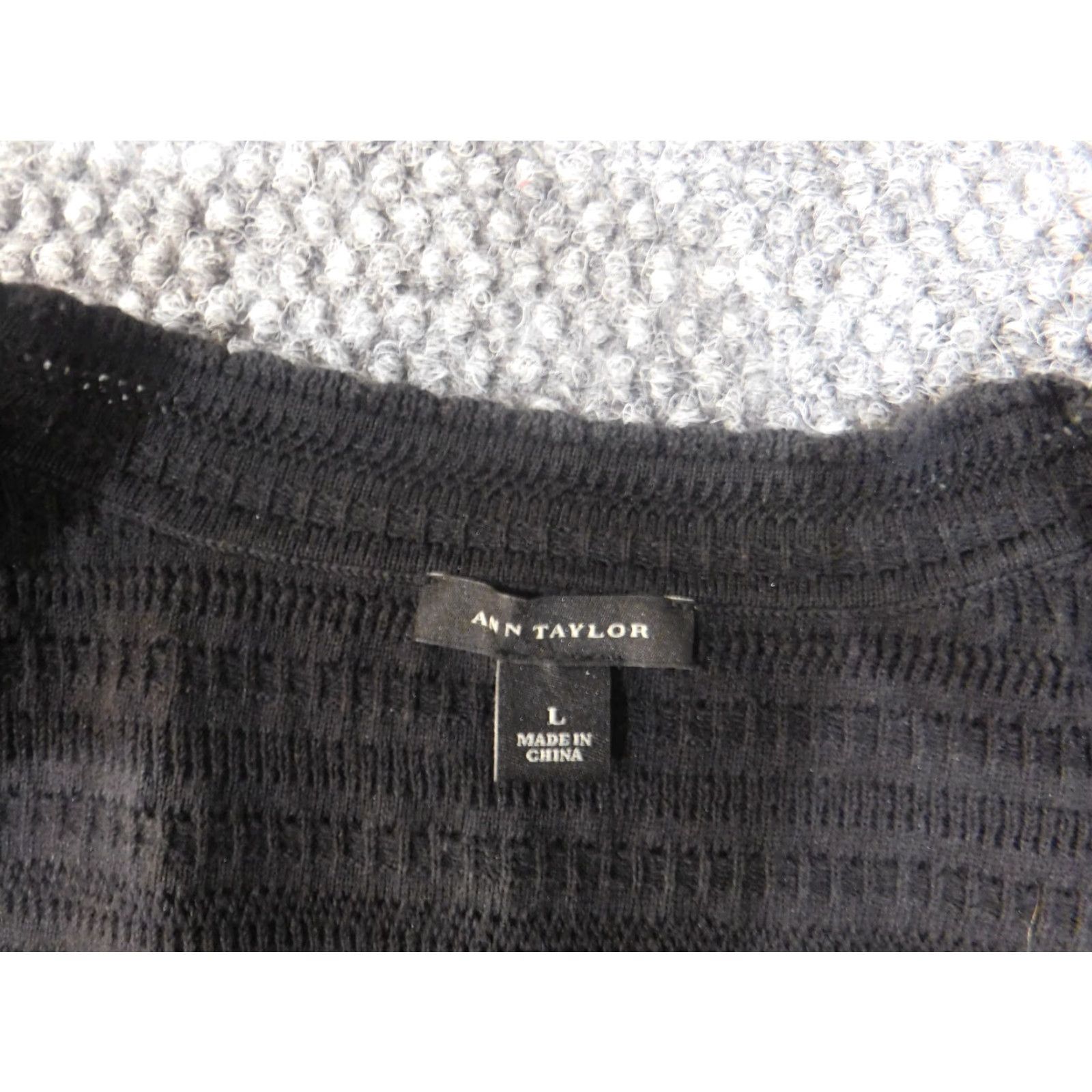 Vintage Ann Taylor top Black geometric stretch womens pullover cotton L Size L / US 10 / IT 46 - 4 Thumbnail