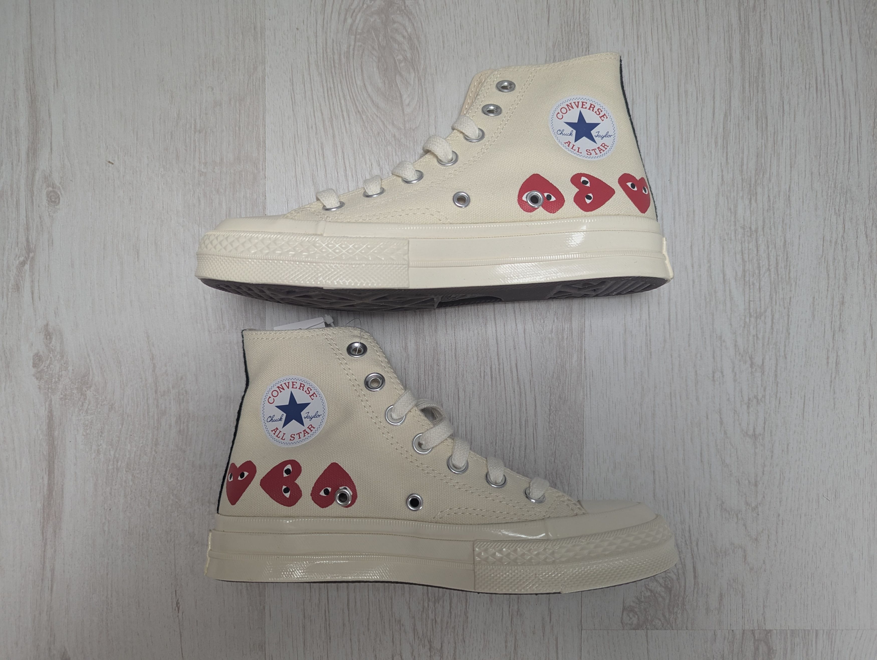 Comme des Garcons PLAY × Converse Converse Chuck Taylor All Star High Comme Garcons White Red Size US 5 / IT 35 - 3 Thumbnail