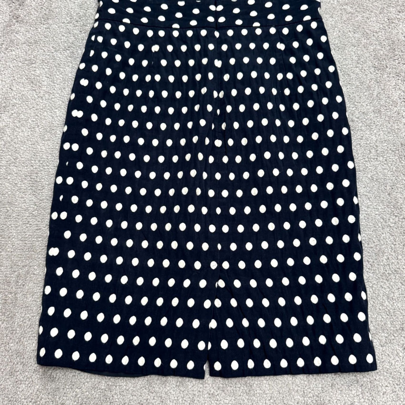 Banana Republic Banana Republic Sheath Dress Womens 4 Blue Navy White Polka Dot Textured V-Neck Size S / US 4 / IT 40 - 3 Thumbnail