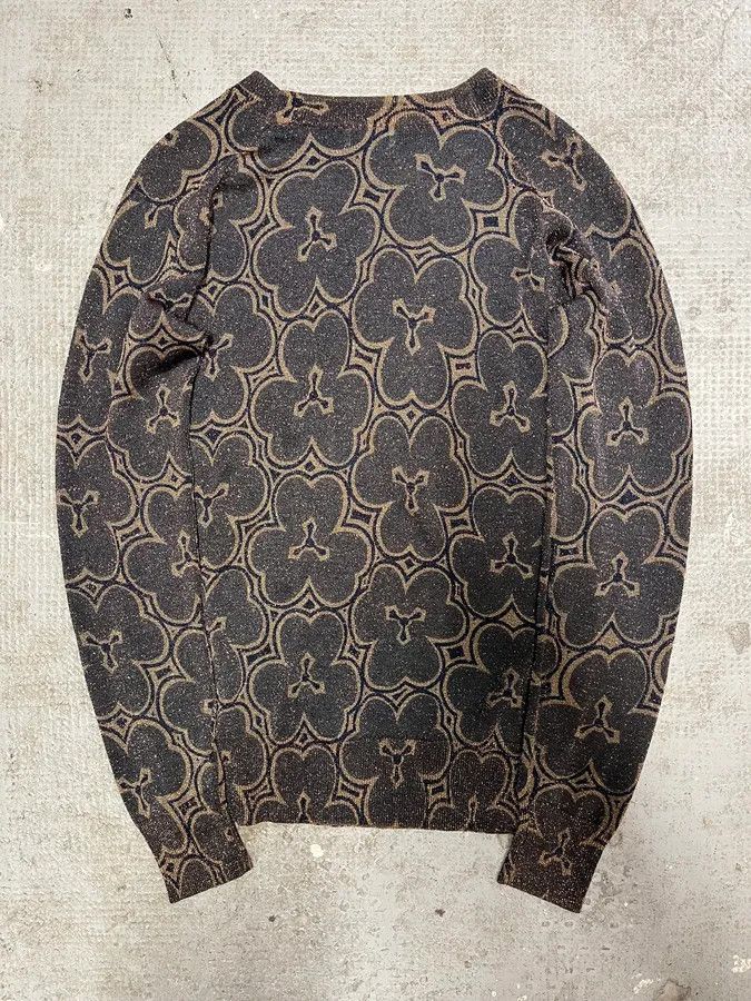 Dries Van Noten × Vintage Dries Van Noten Navy Flowers Sweater Size XS / US 0-2 / IT 36-38 - 4 Thumbnail