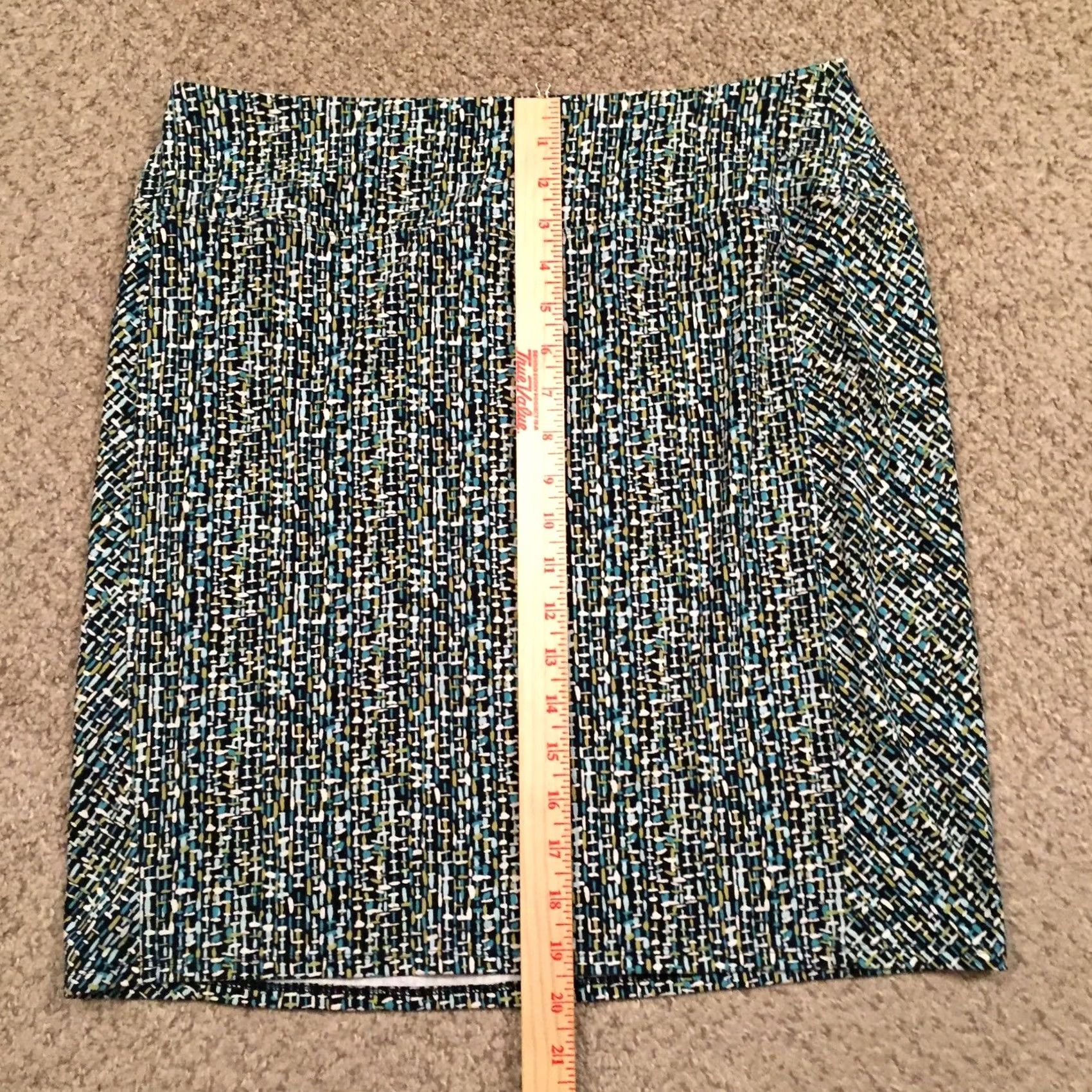J. Jill J.Jill Skirt Geometric Knee Length Pull On Petite Green M Womens Size 32" / US 10 / IT 46 - 4 Thumbnail