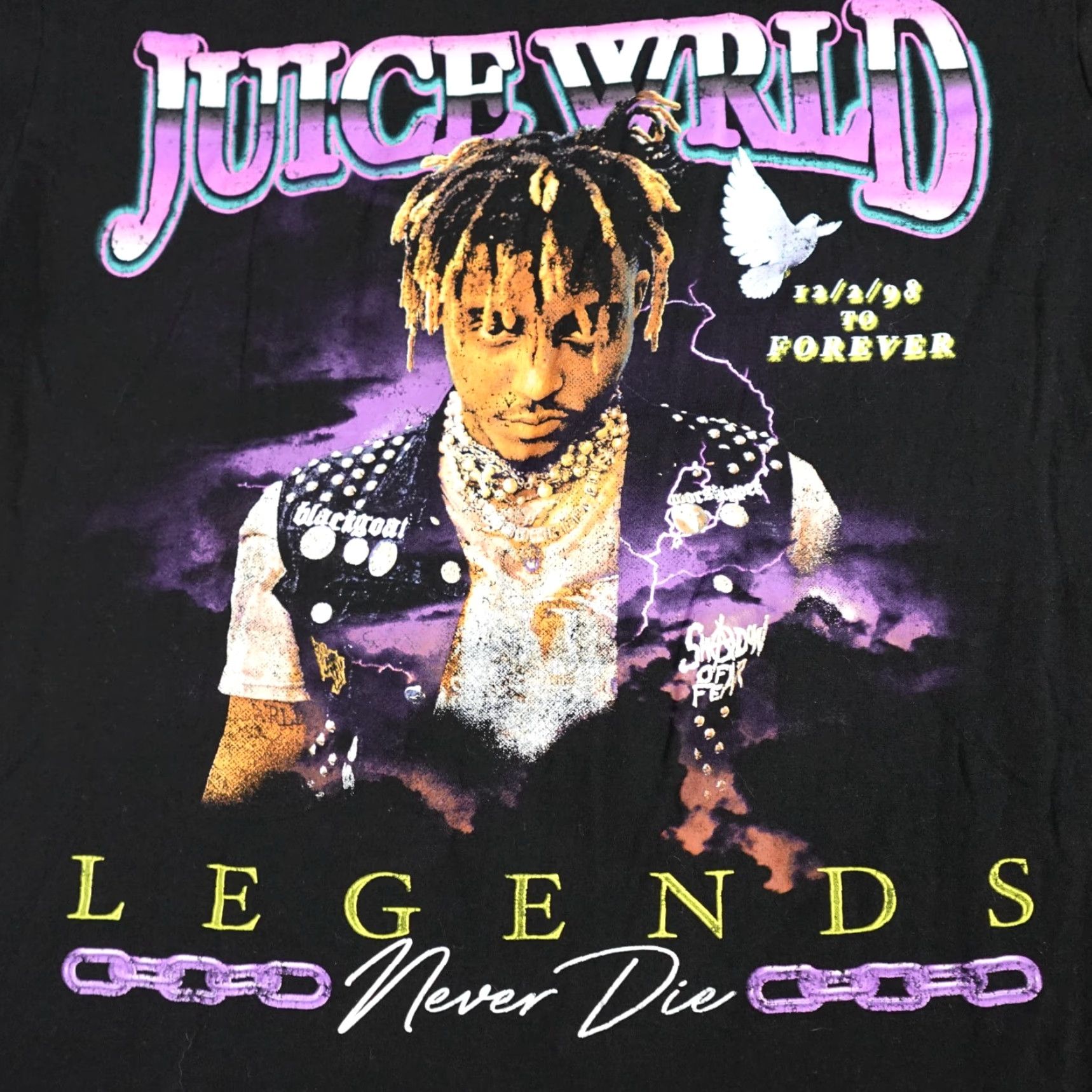Vintage Juice Wrld Shirt Medium Black Legends Never Die Shirt Mens M Black Crew Neck Short Sleeve Jersey T-Shirt Graphic Print Under Armour HeatGear Size US M / EU 48-50 / 2 - 2 Thumbnail
