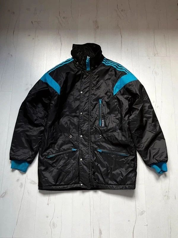 Adidas OG Adidas Vintage 80s Jacket Very Rare Black Aqua Blue Sz M Size US M / EU 48-50 / 2 - 1 Thumbnail