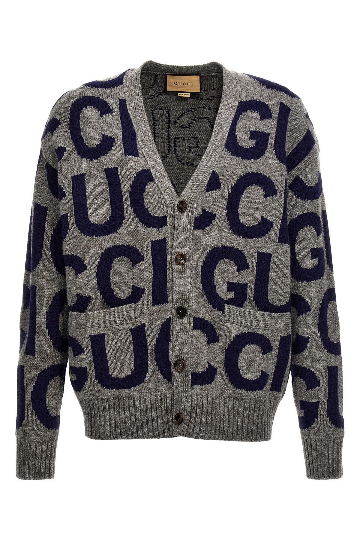 image of Gucci Logo Cardigan in Grey, Men's (Size Large)