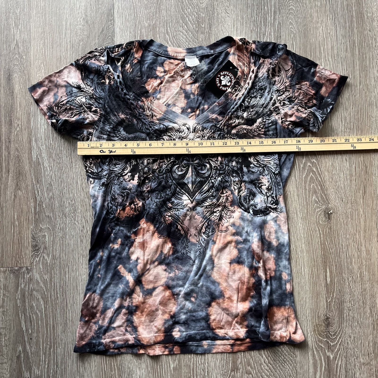 Affliction NWT AFFLICITION Live Fast Wmns Bleach Distressed Braid AOP Size M / US 6-8 / IT 42-44 - 10 Thumbnail
