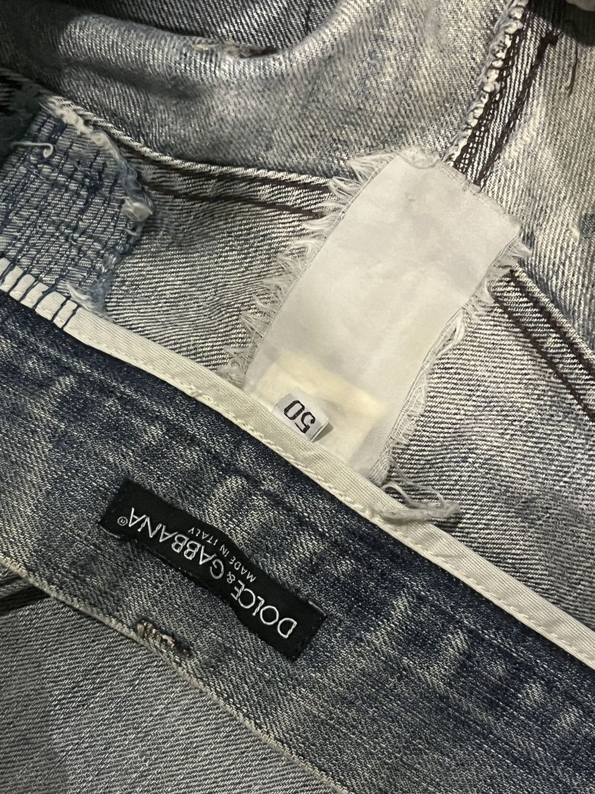Dolce & Gabbana Y2K Dolce & Gabbana Distressed Sashiko Style Faded Blue Jean Size US 35 - 22 Thumbnail