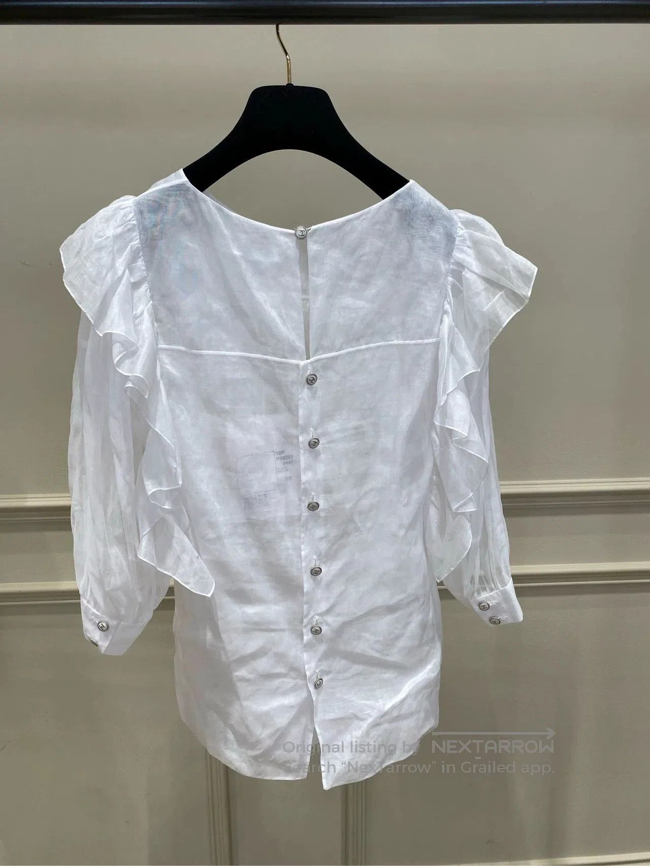 Chanel Chanel 23B White Ruffle Trim Blouse. Size US S / EU 44-46 / 1 - 2 Thumbnail