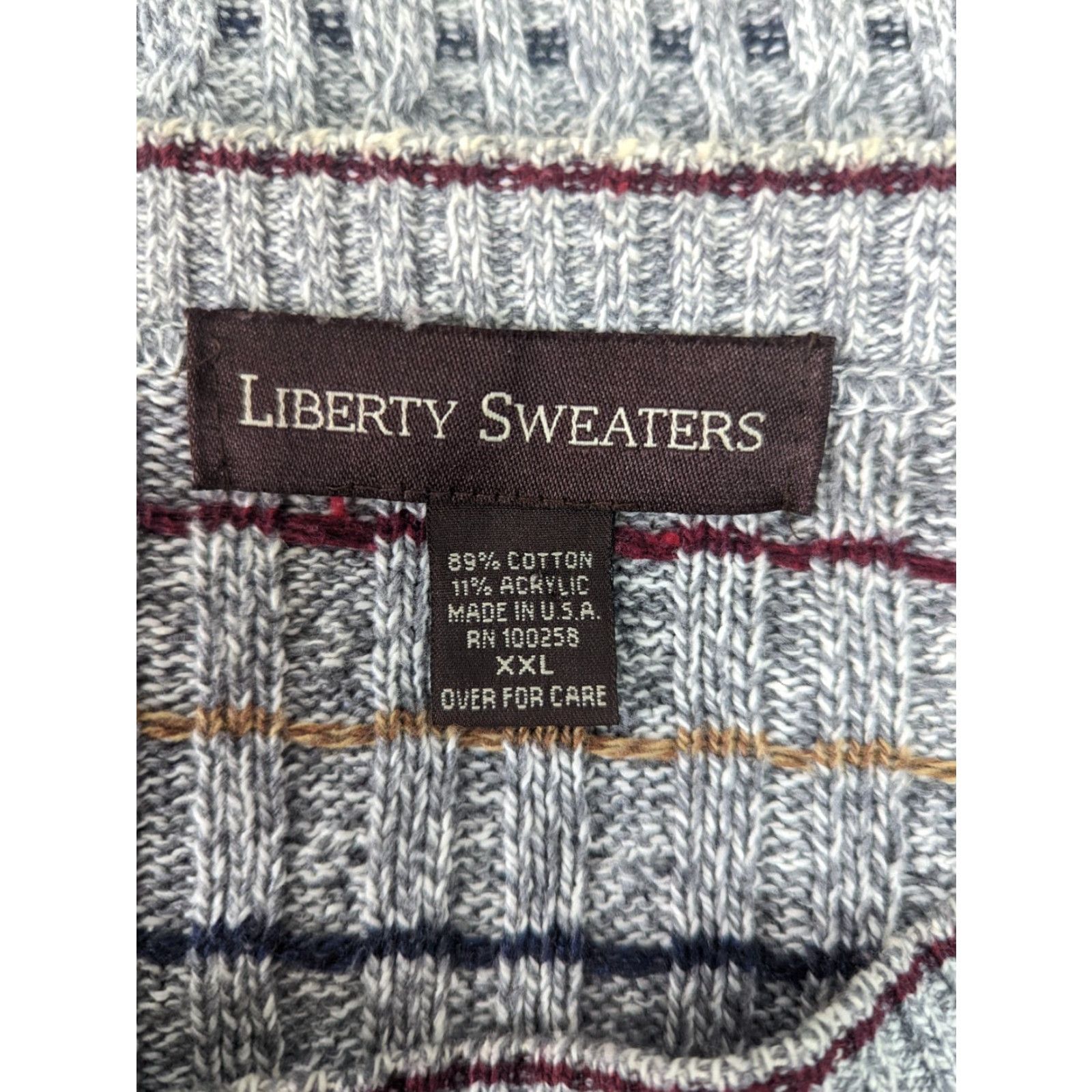 Vintage VINTAGE 90s Liberty Sweaters Mens 2XL Gray Pullover Knit Sweater Striped Grunge S10 Size US XXL / EU 58 / 5 - 5 Thumbnail