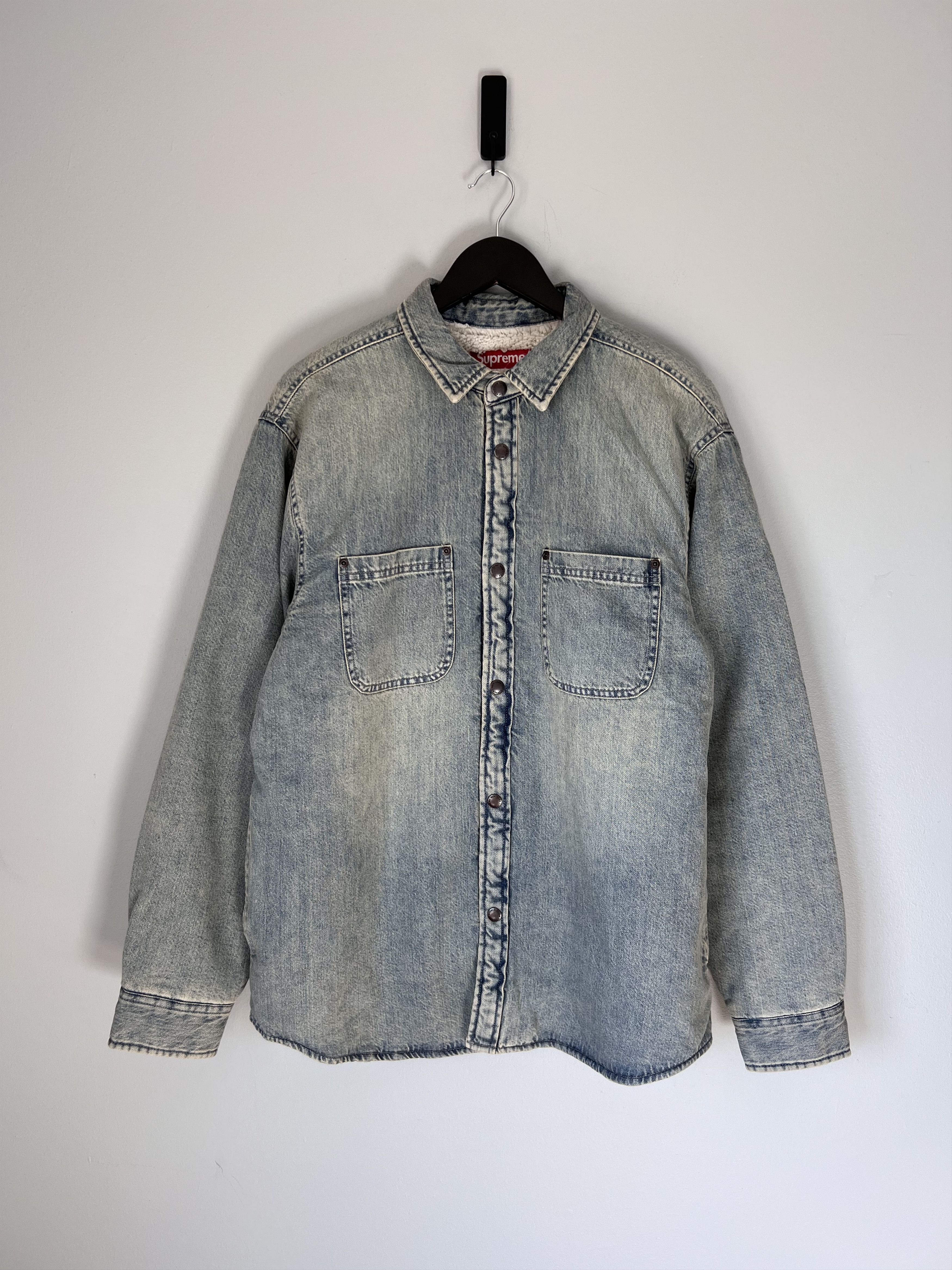 Supreme Supreme Faux Shearling Denim Work Shirt in Washed Indigo Size US M / EU 48-50 / 2 - 3 Thumbnail
