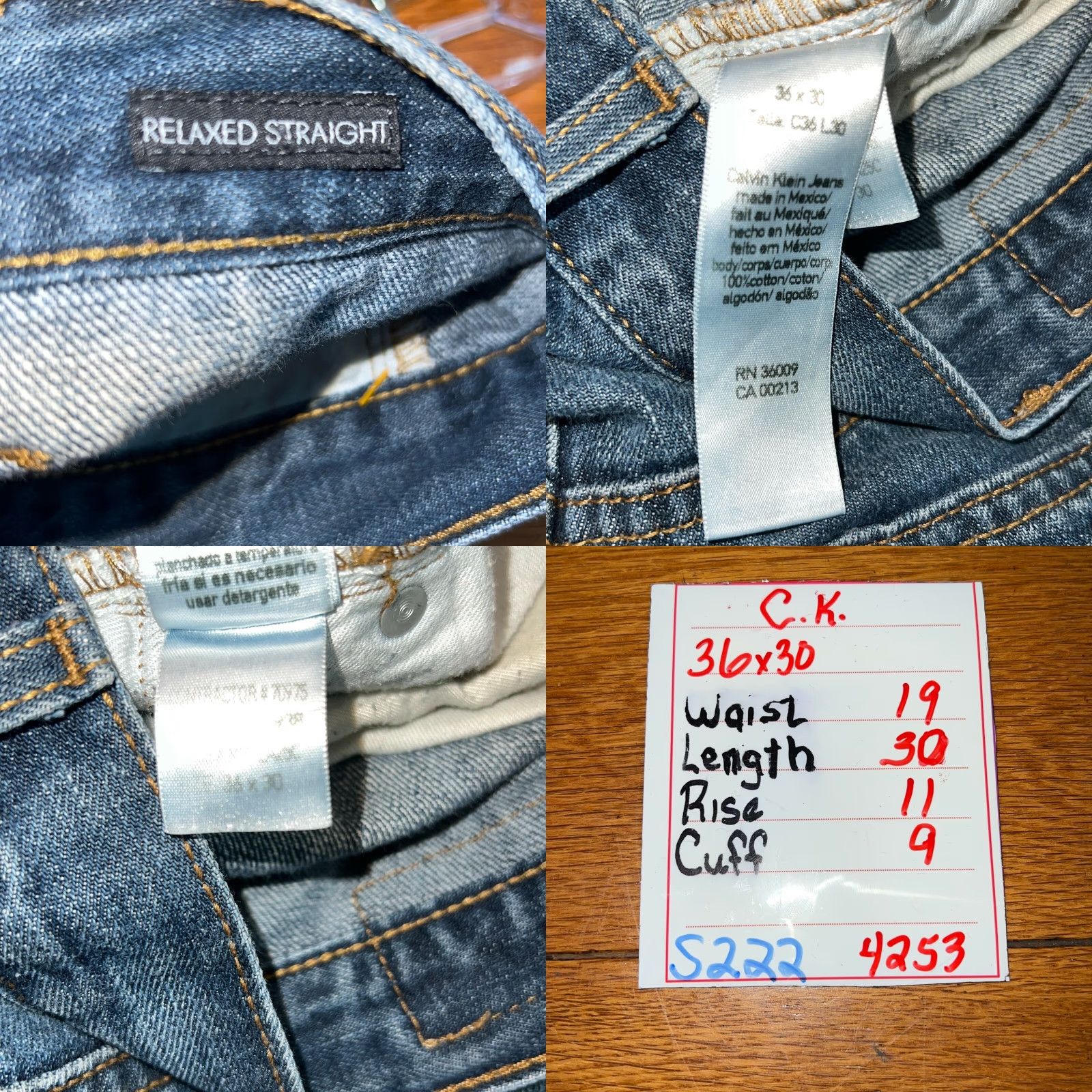 Calvin Klein Calvin Klein Jeans Mens Straight Denim 36X30 Blue Mid Rise Stretch 5-Pocket Jeans Mens Regular Size 36X30 Size US 38 / EU 54 - 8 Thumbnail