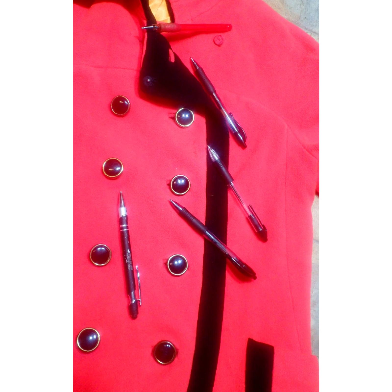 Doublet VINTAGE MERI K Womens M Red Wool Double Breasted Collared Trench Coat 1970s Classic Menswear Size M / US 6-8 / IT 42-44 - 4 Thumbnail