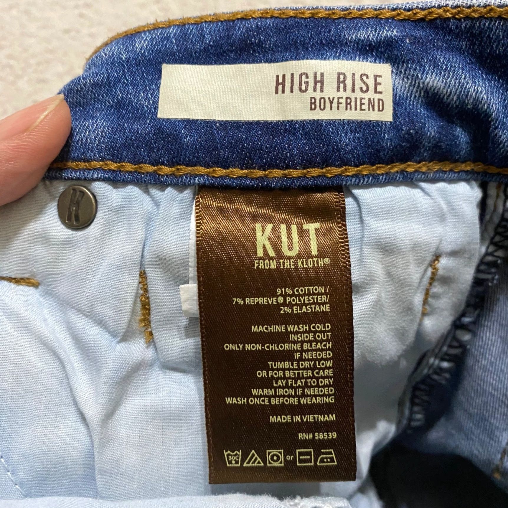 Vintage Kut From the Kloth Womens Jeans 4 Blue Medium Wash High Rise Boyfriend Distress Size 27" / US 4 / IT 40 - 4 Thumbnail