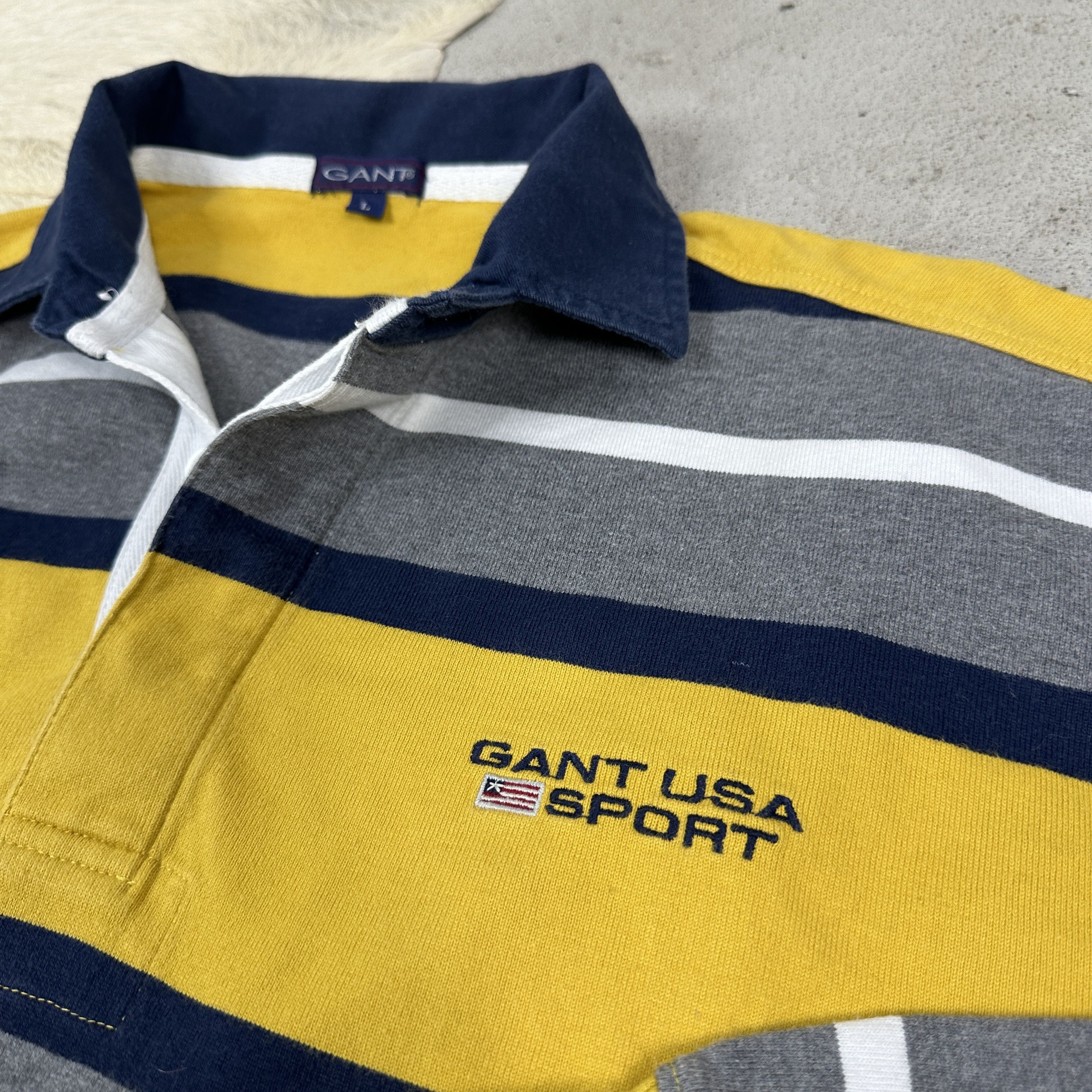 Gant × Vintage Vintage Striped Oversize Streetwear Rugby GANT Sweatshirt Size US L / EU 52-54 / 3 - 5 Thumbnail
