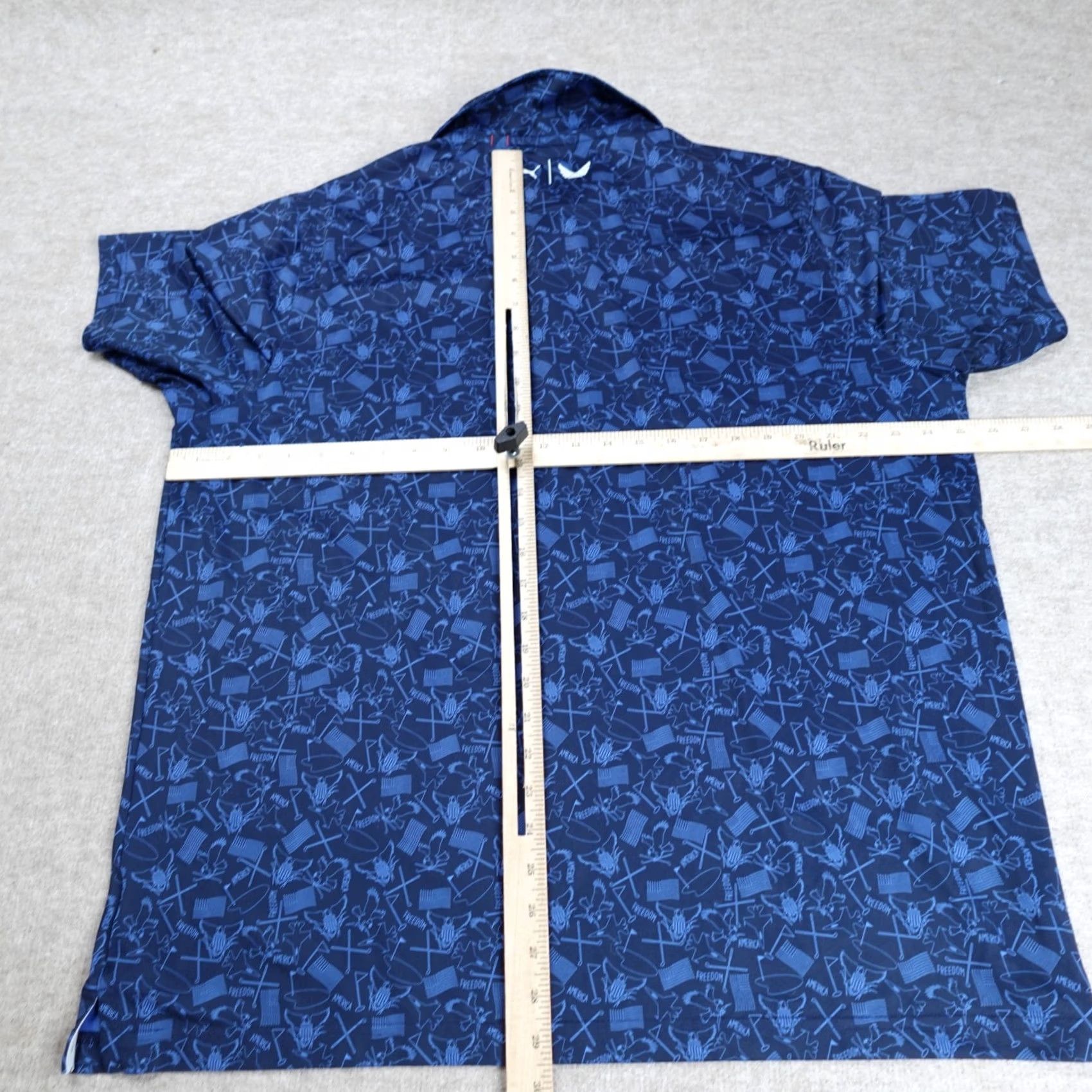 Puma Puma Polo Shirt XL Blue All Over Print Bald Eagle F16 Flag Shirt Men Polo Golf Sleeve Short Collared Button Blue Printed Pattern Size US XL / EU 56 / 4 - 5 Thumbnail